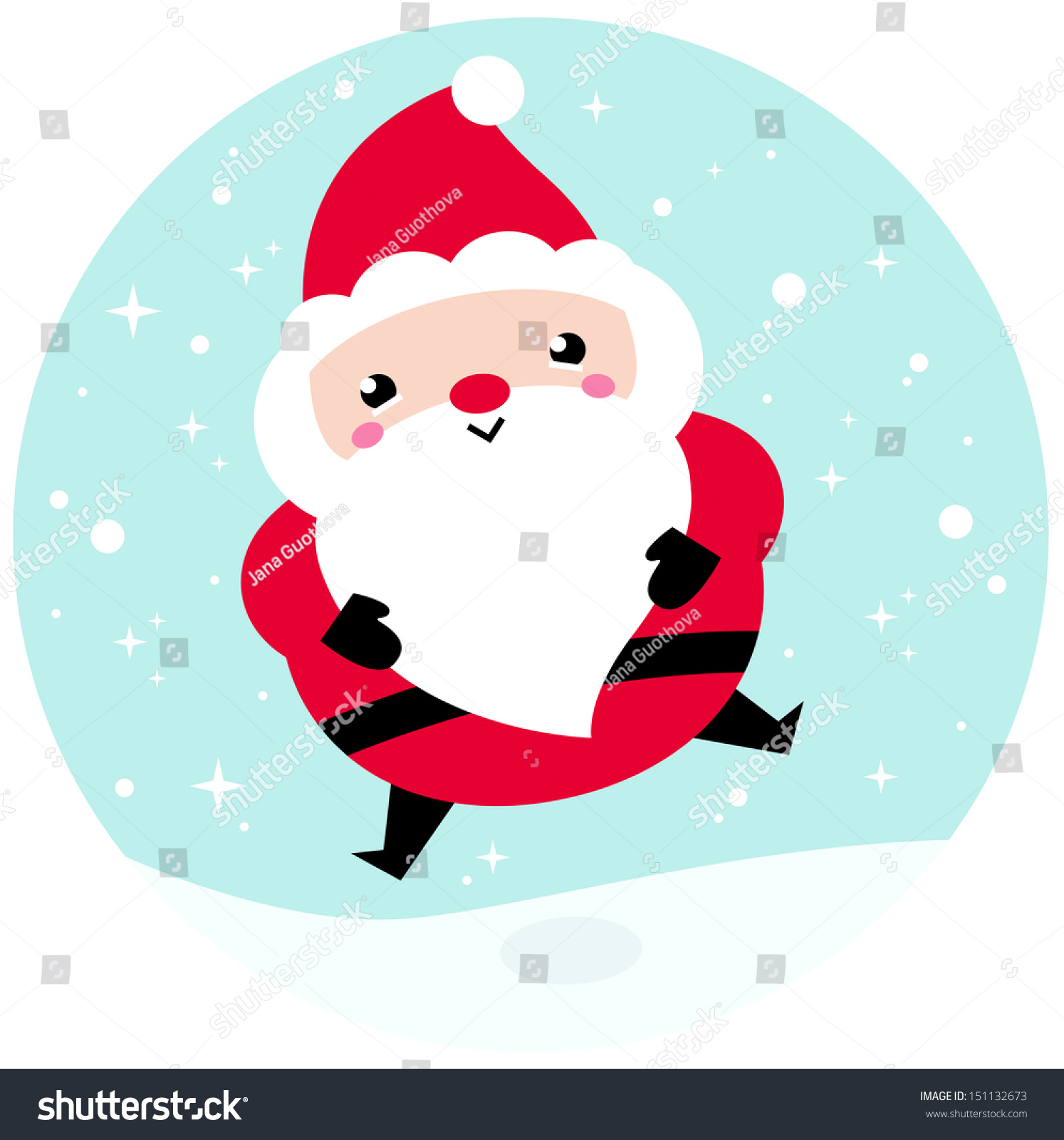 Download Kawaii Christmas Santa On Snowing Background Stock Vector Royalty Free 151132673 PSD Mockup Templates