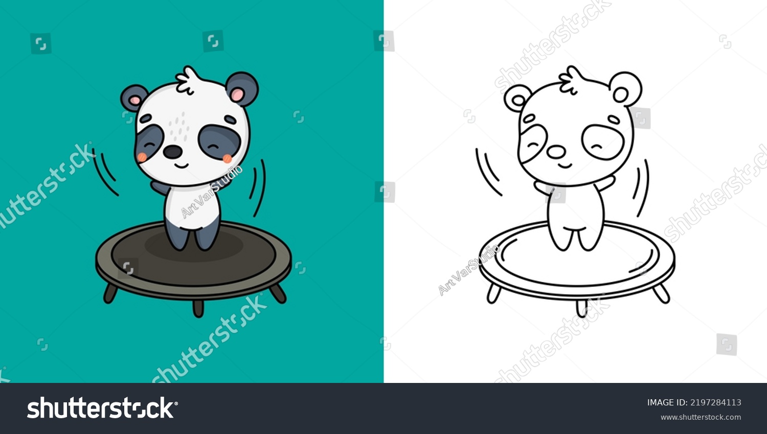 SVG of Kawaii Clipart Panda Bear Sportsman Illustration and For Coloring Page. Funny Panda Sportsman. Vector Illustration of a Kawaii Animal for Stickers, Baby Shower, Coloring Pages, Prints for Clothes.
 svg