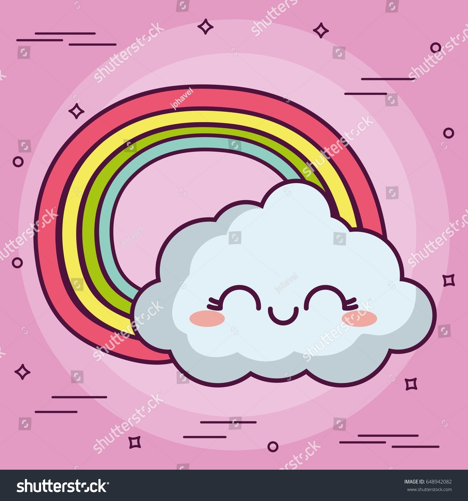 Kawaii Cloud Rainbow Stock Vector Royalty Free 648942082 Shutterstock