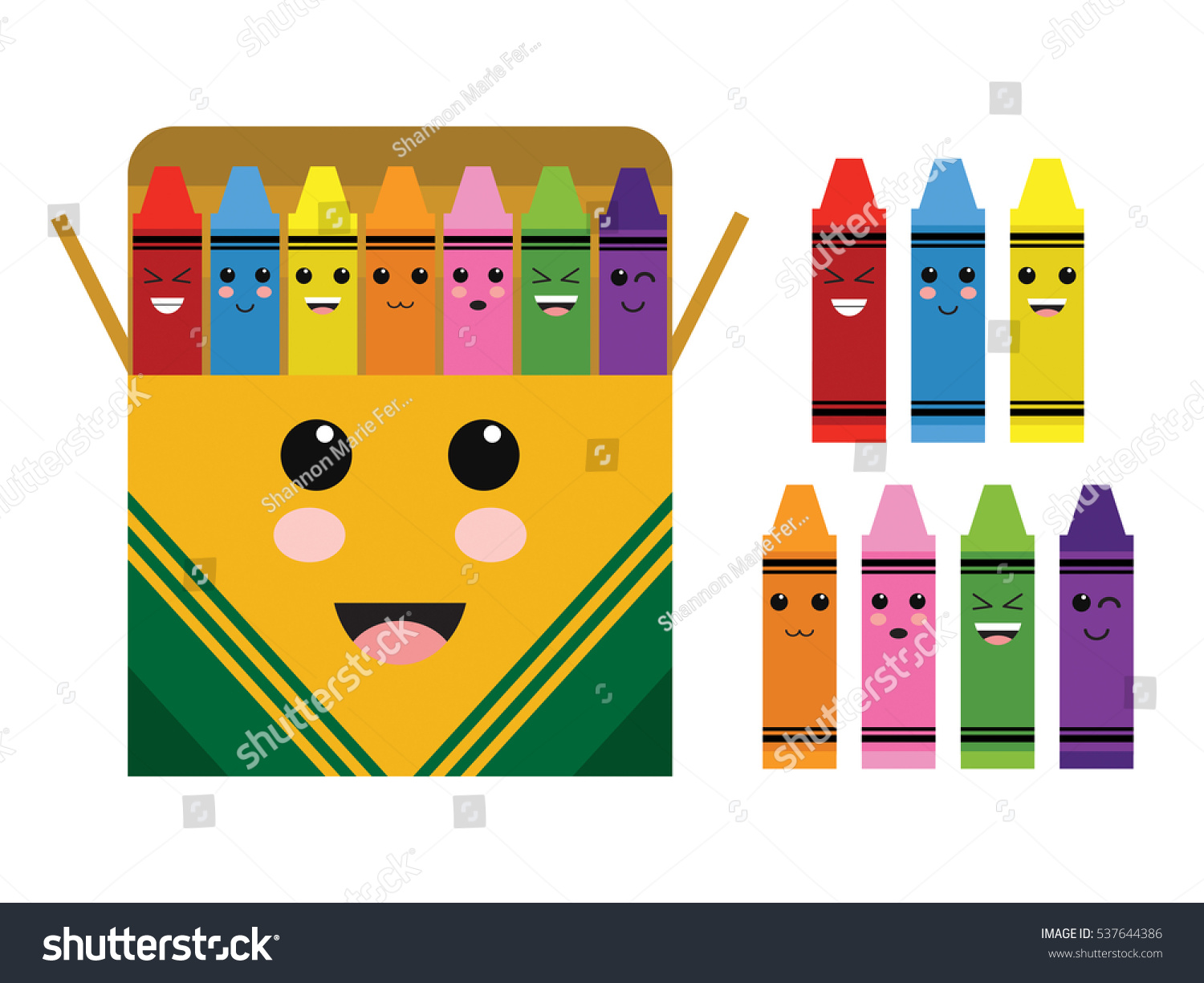 Kawaii Cute Color Crayon Box School Stock Vector (Royalty Free) 537644386