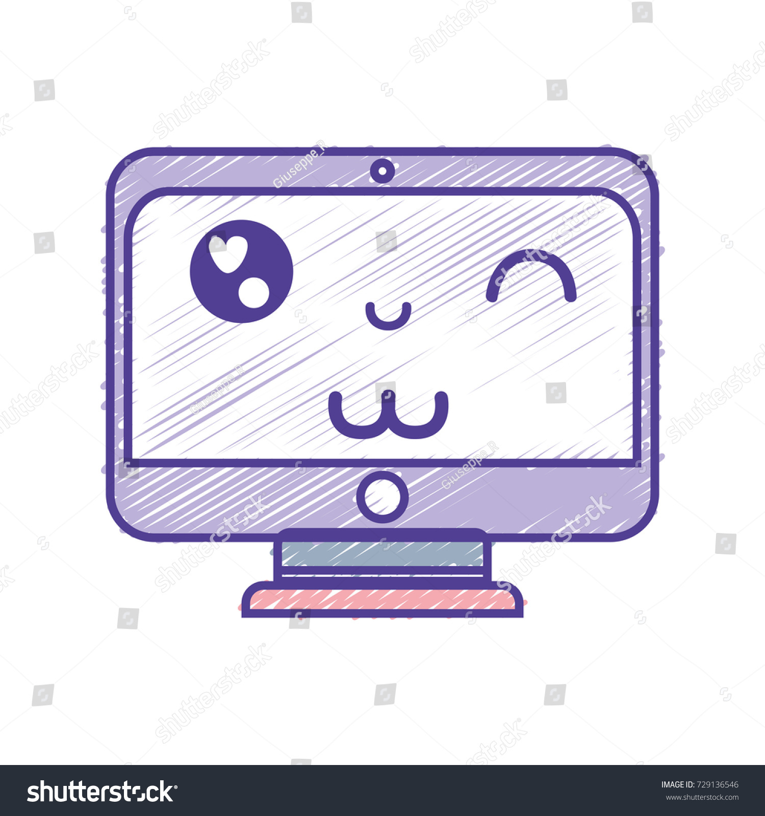 Kawaii Cute Funny Screen Monitor Stock Vector (Royalty Free) 729136546 ...