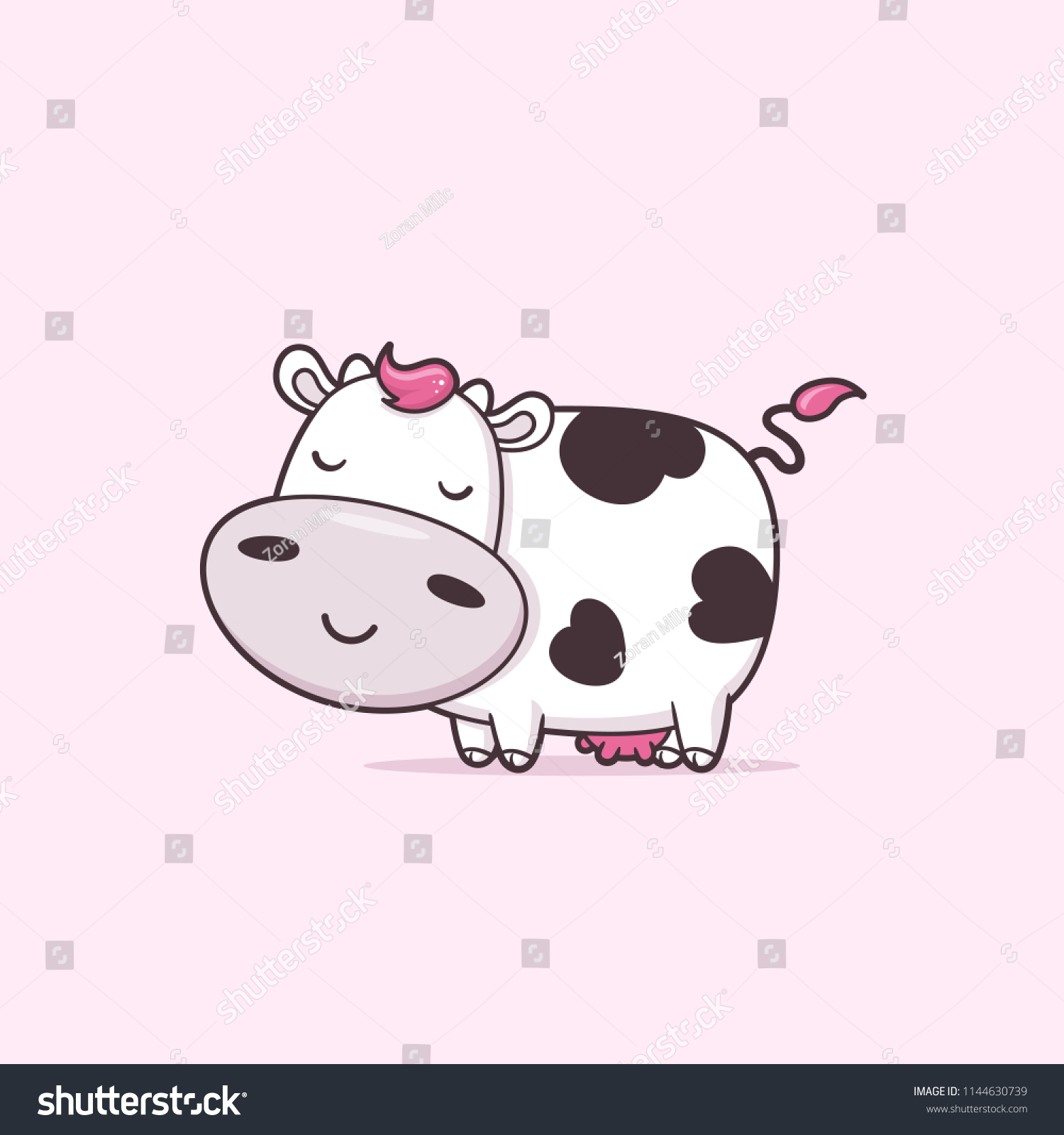 Image Vectorielle De Stock De Kawaii Joli Dessin Anime De Vache 1144630739