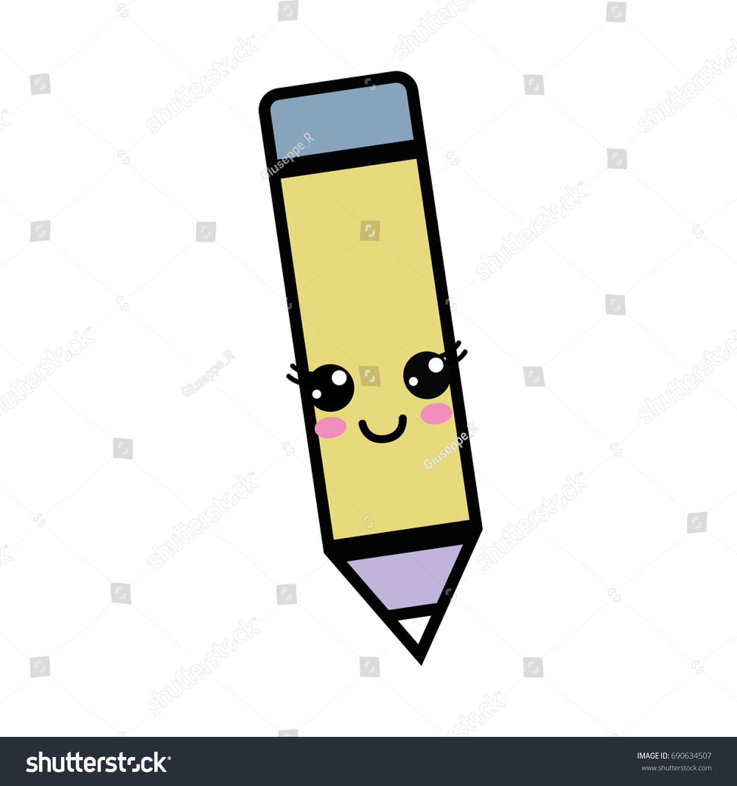 Kawaii Cute Happy Pencil Tool Stock Vector (Royalty Free) 690634507 ...