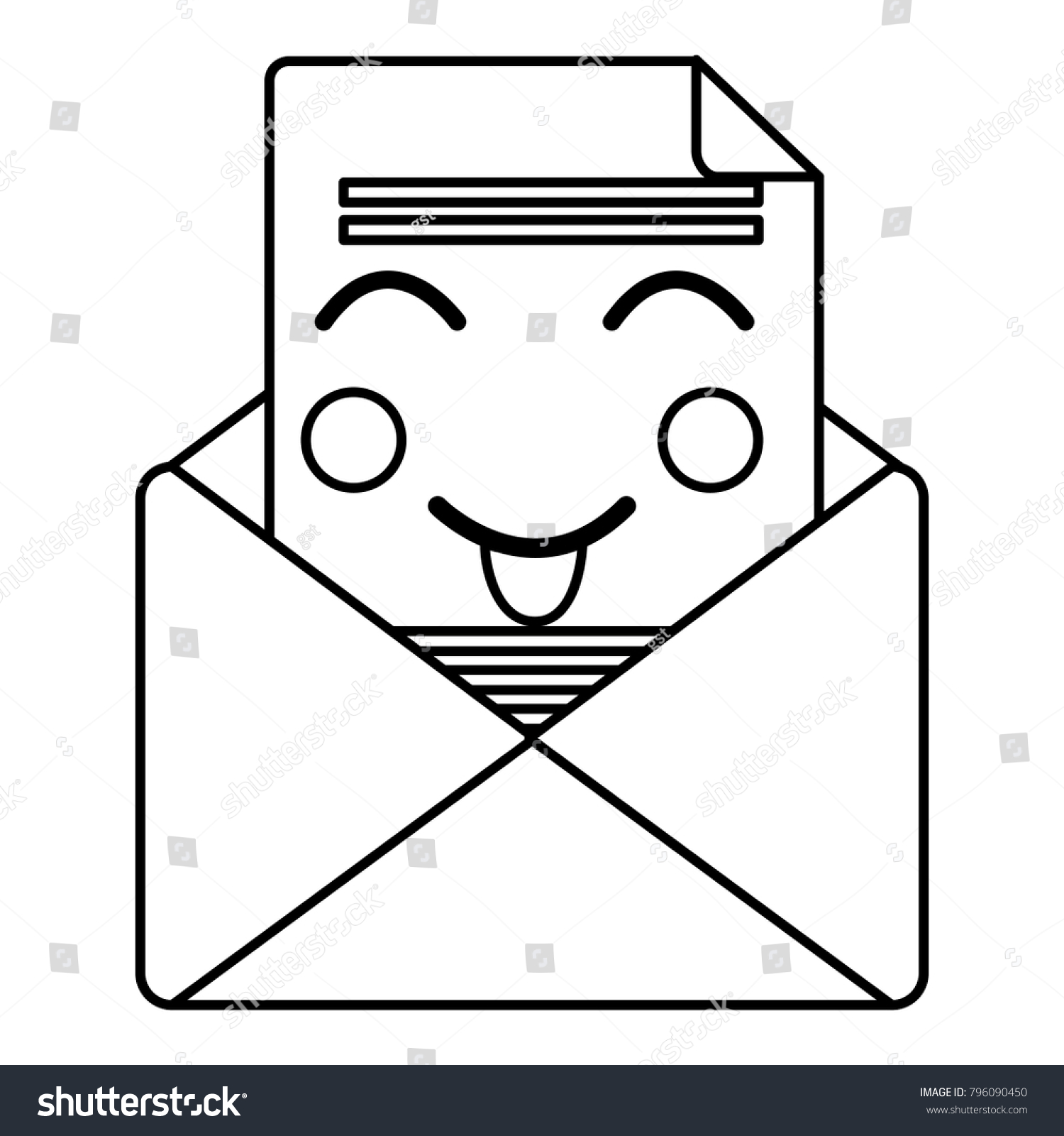 Kawaii Email Envelope Letter Message Cartoon Stock Vector (Royalty Free ...