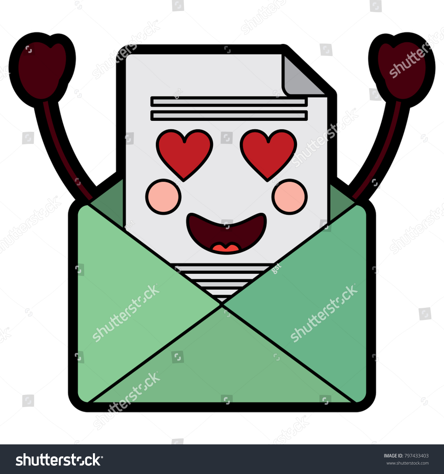 Kawaii Email Envelope Letter Message Cartoon Stock Vector (Royalty Free ...