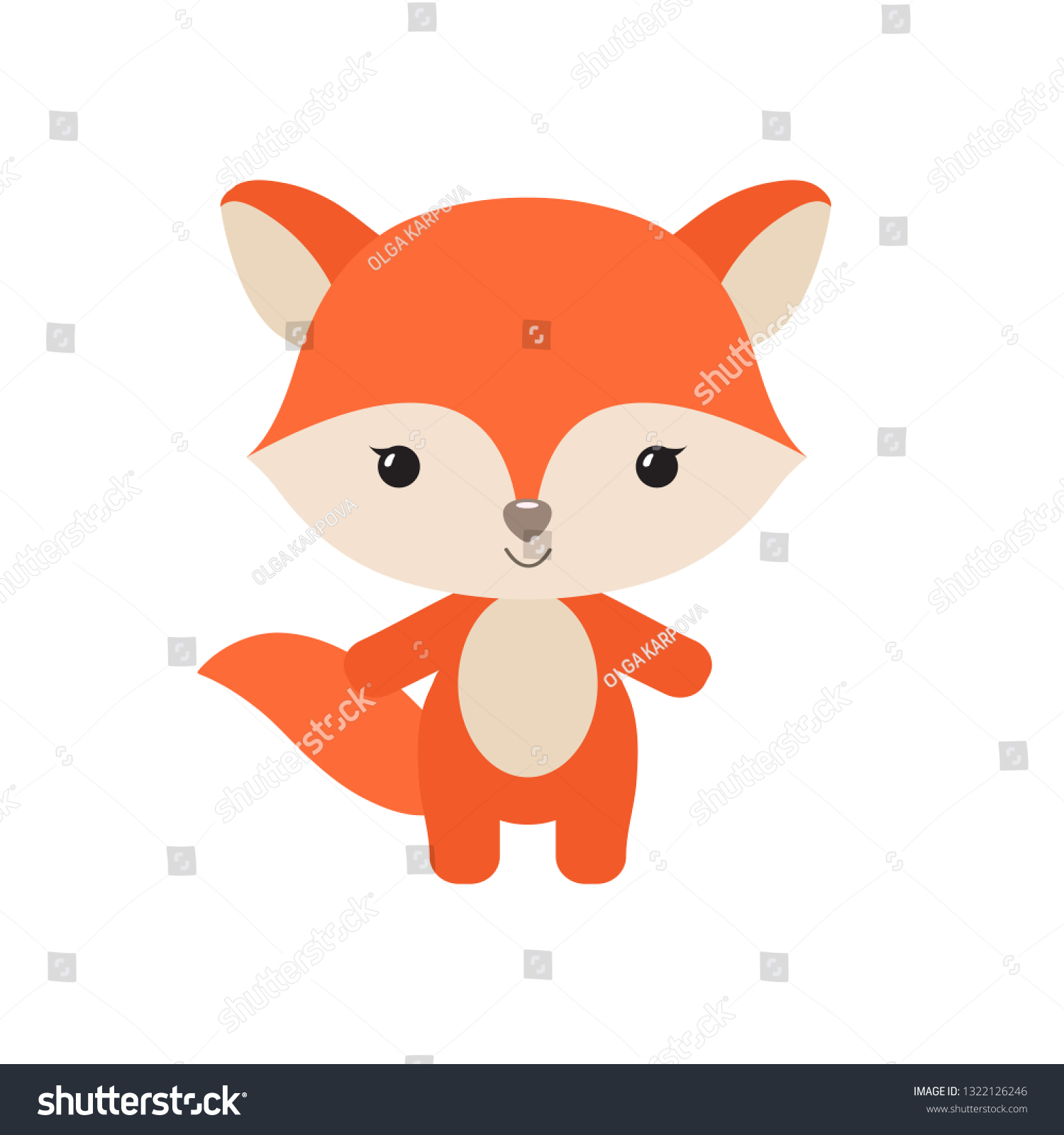 kawaii fox animal cute carton character stock vector royalty free 1322126246