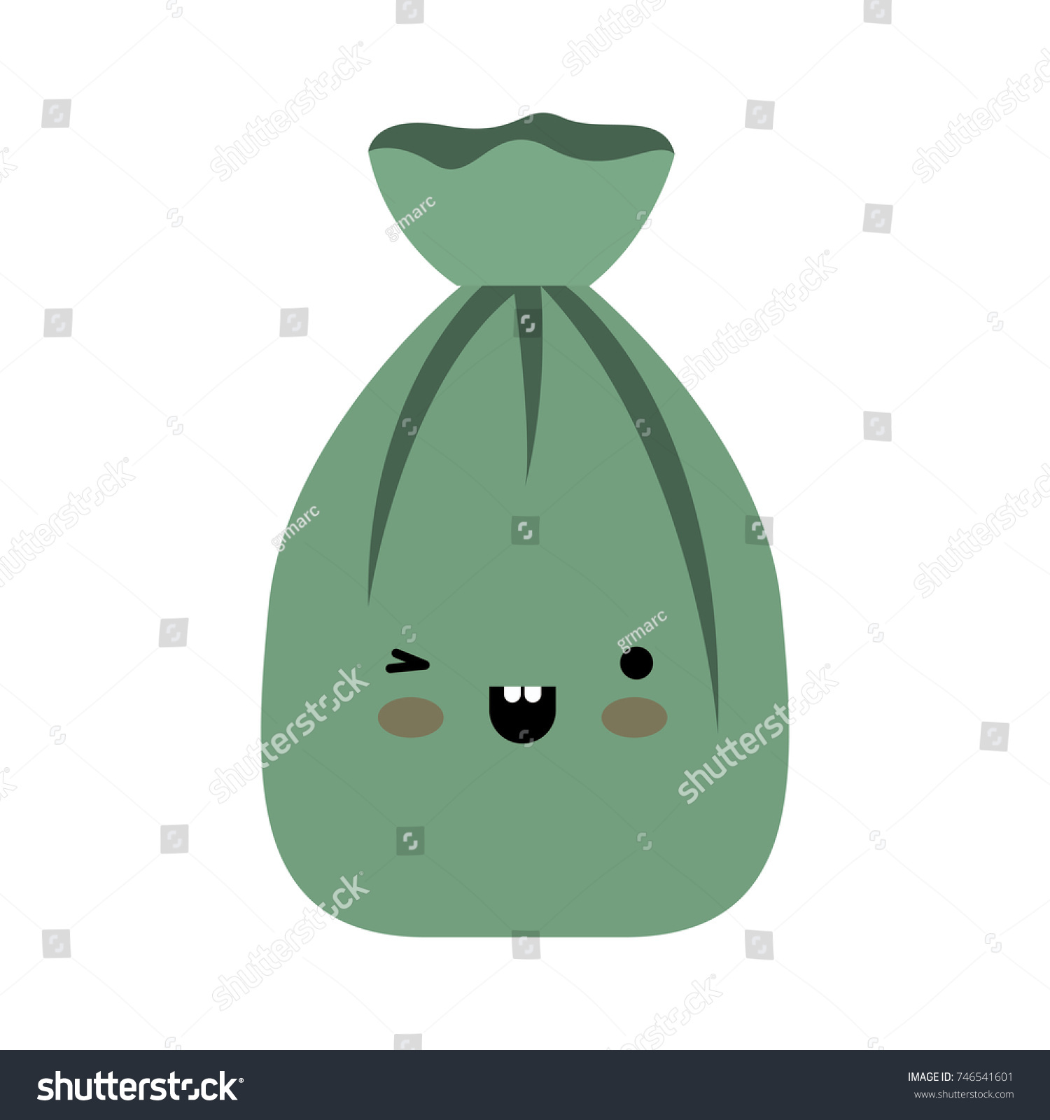 Kawaii Garbage Bag Tied Colorful Silhouette Stock Vector (Royalty Free ...