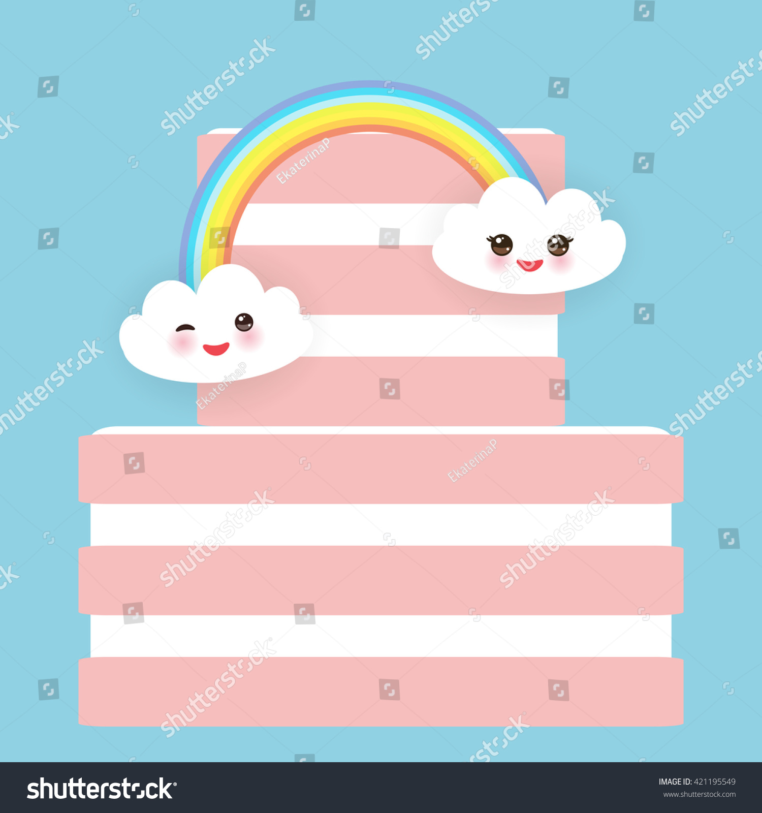 Kawaii Happy Birthday Sweet Strawberry Pink Stock Vector Royalty Free