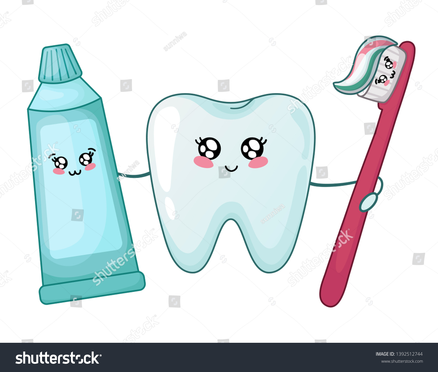 Vector De Stock Libre De Regalias Sobre Kawaii Dentifrico Y