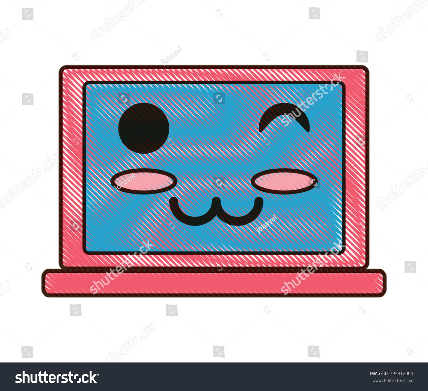 Kawaii Laptop Computer Icon Stock Vector (Royalty Free) 794812003 ...