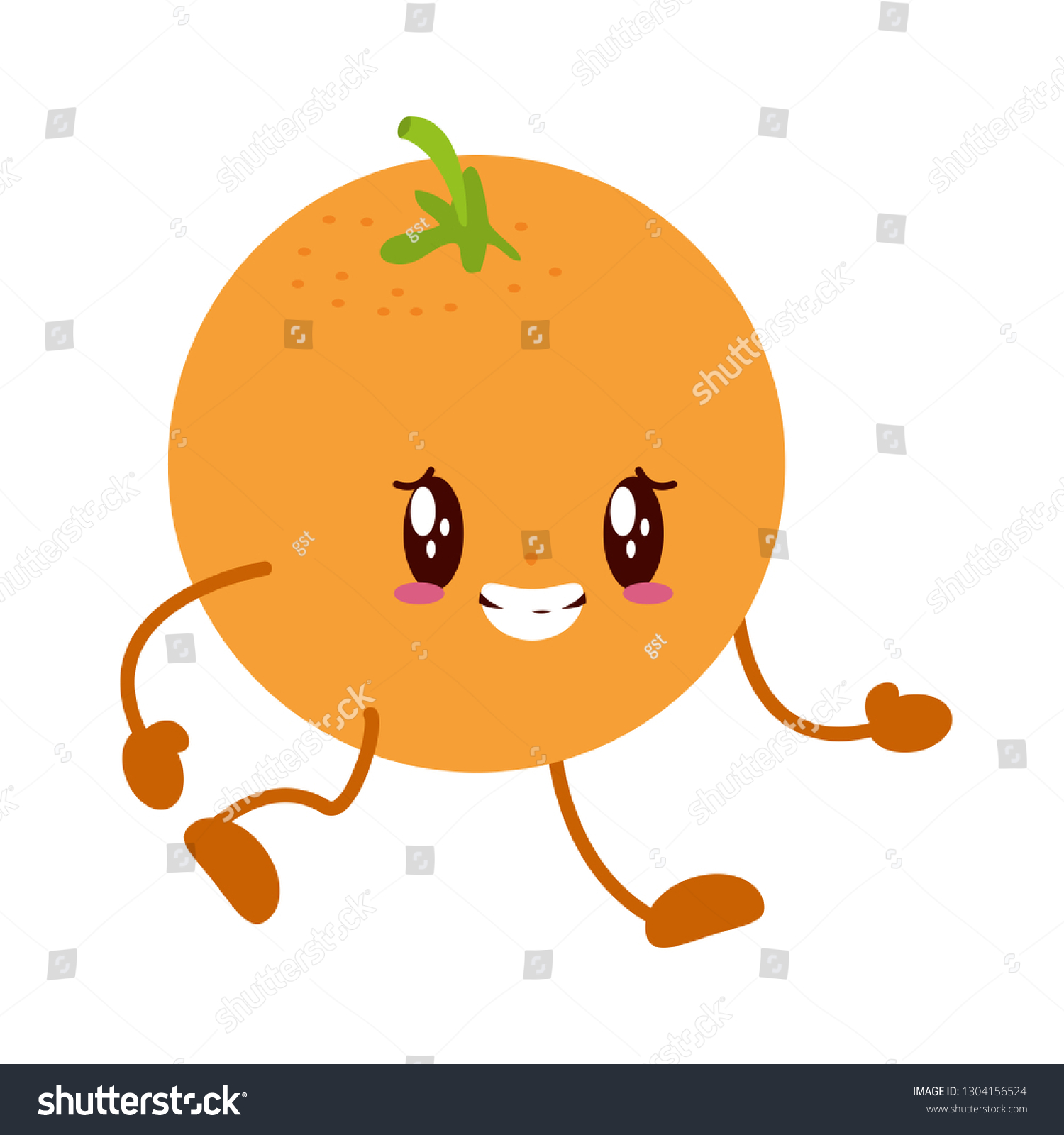 Kawaii Orange Cartoon Character Stock Vector (Royalty Free) 1304156524