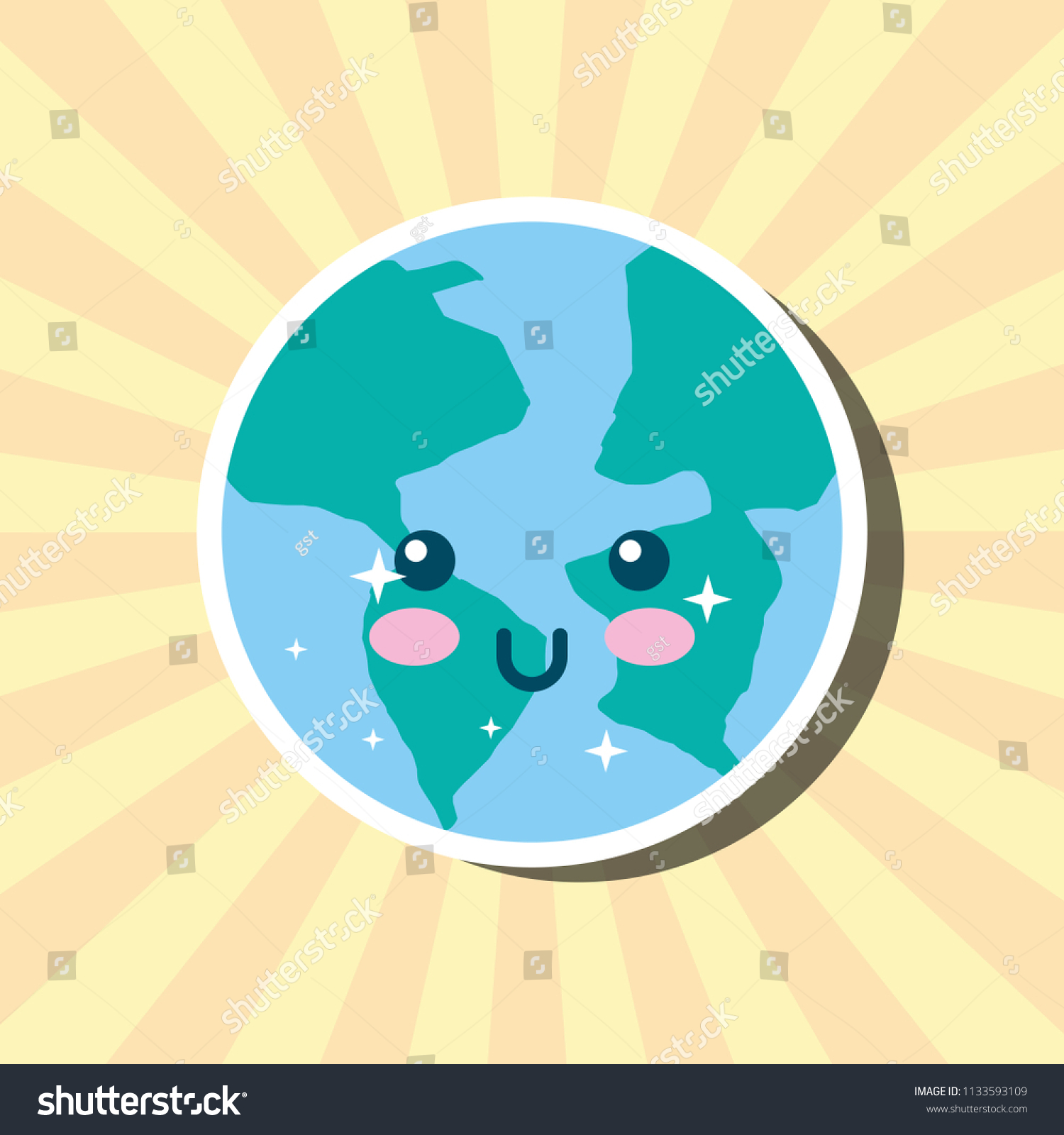 Kawaii Planet Earth World Cartoon Weather Stock Vektorgrafik Lizenzfrei