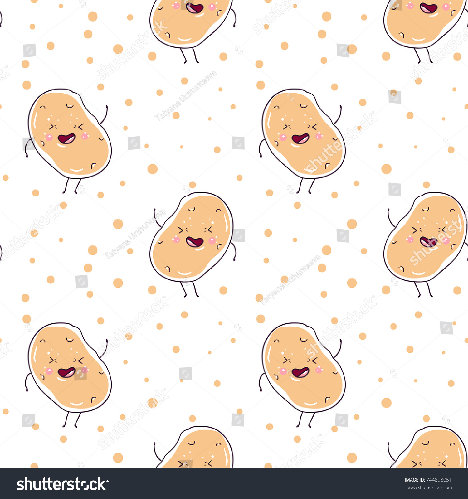 kawaii potatoes pattern stock vector royalty free 744898051 https www shutterstock com image vector kawaii potatoes pattern 744898051