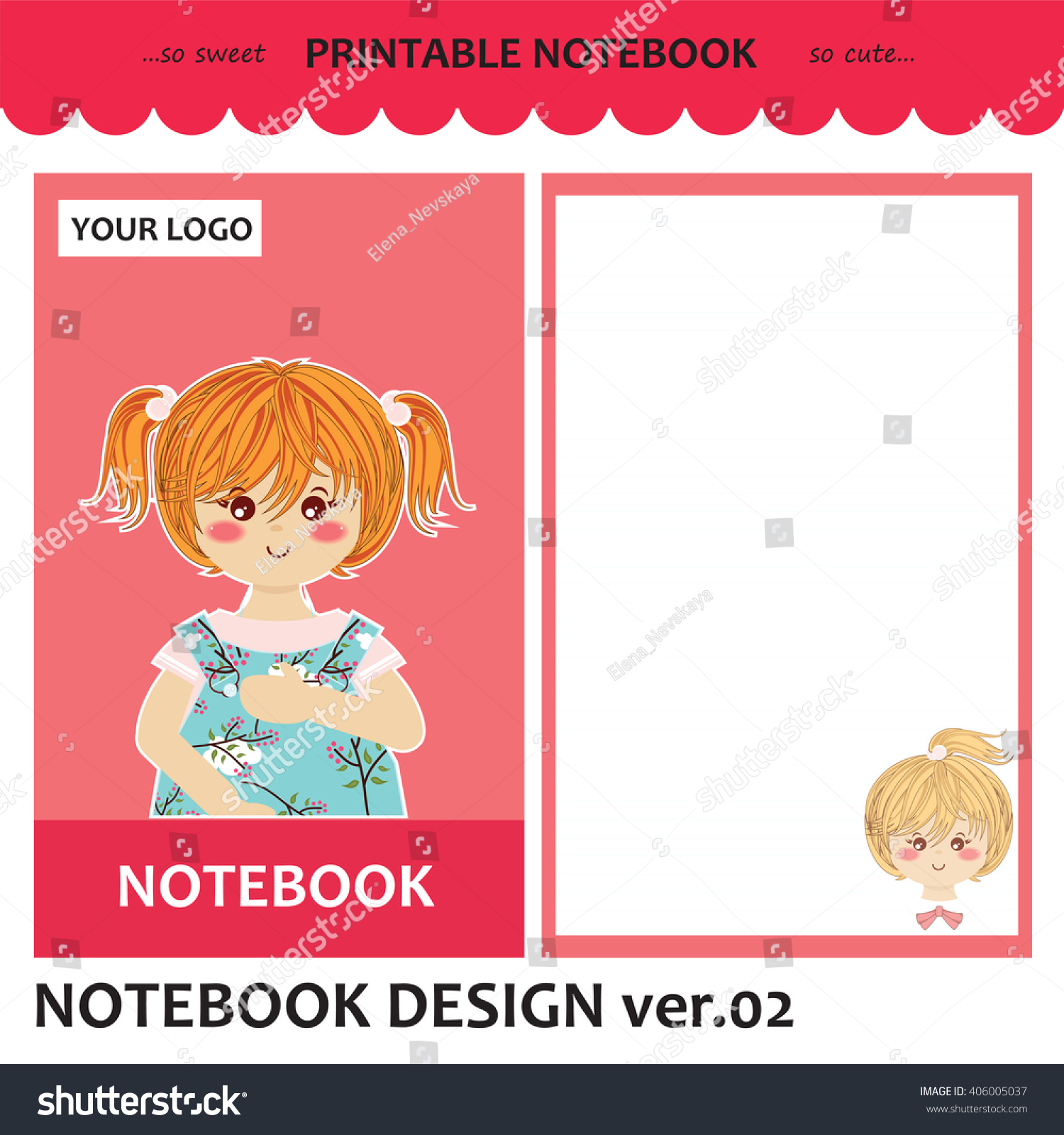 kawaii printable notebook vector set cover stock vector royalty free 406005037