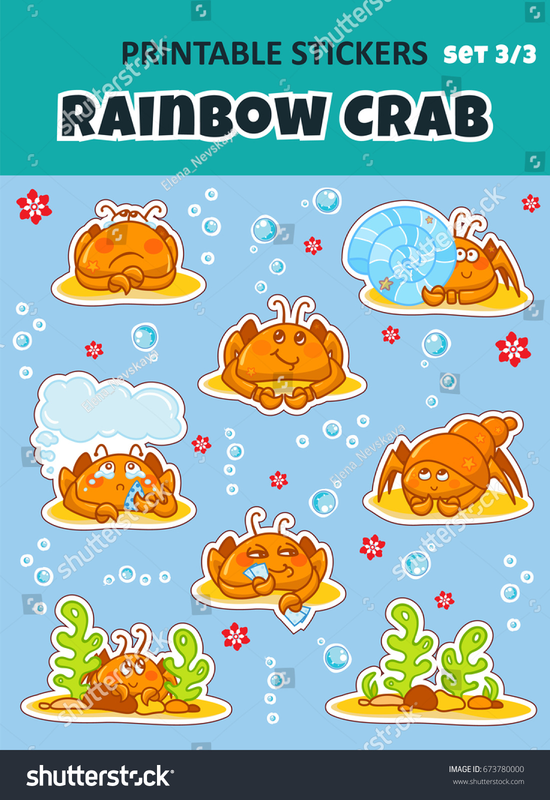 kawaii printable stickers on blue background stock vector royalty free 673780000 shutterstock