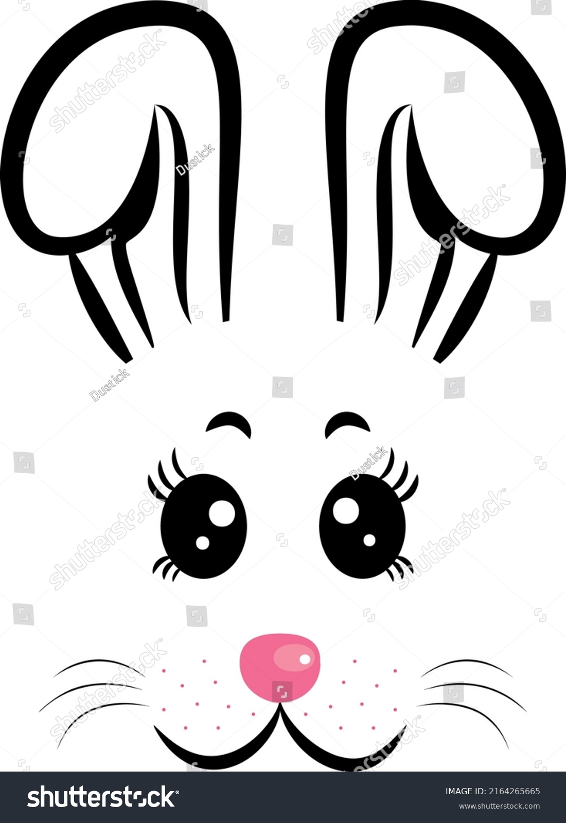 Kawaii Rabbit Face Vector Illustration Rabbit Stock Vector (Royalty ...