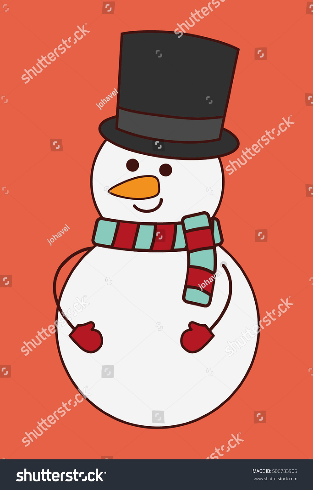 Kawaii Snowman Icon Christmas Season Decoration Stock Vector Royalty Free