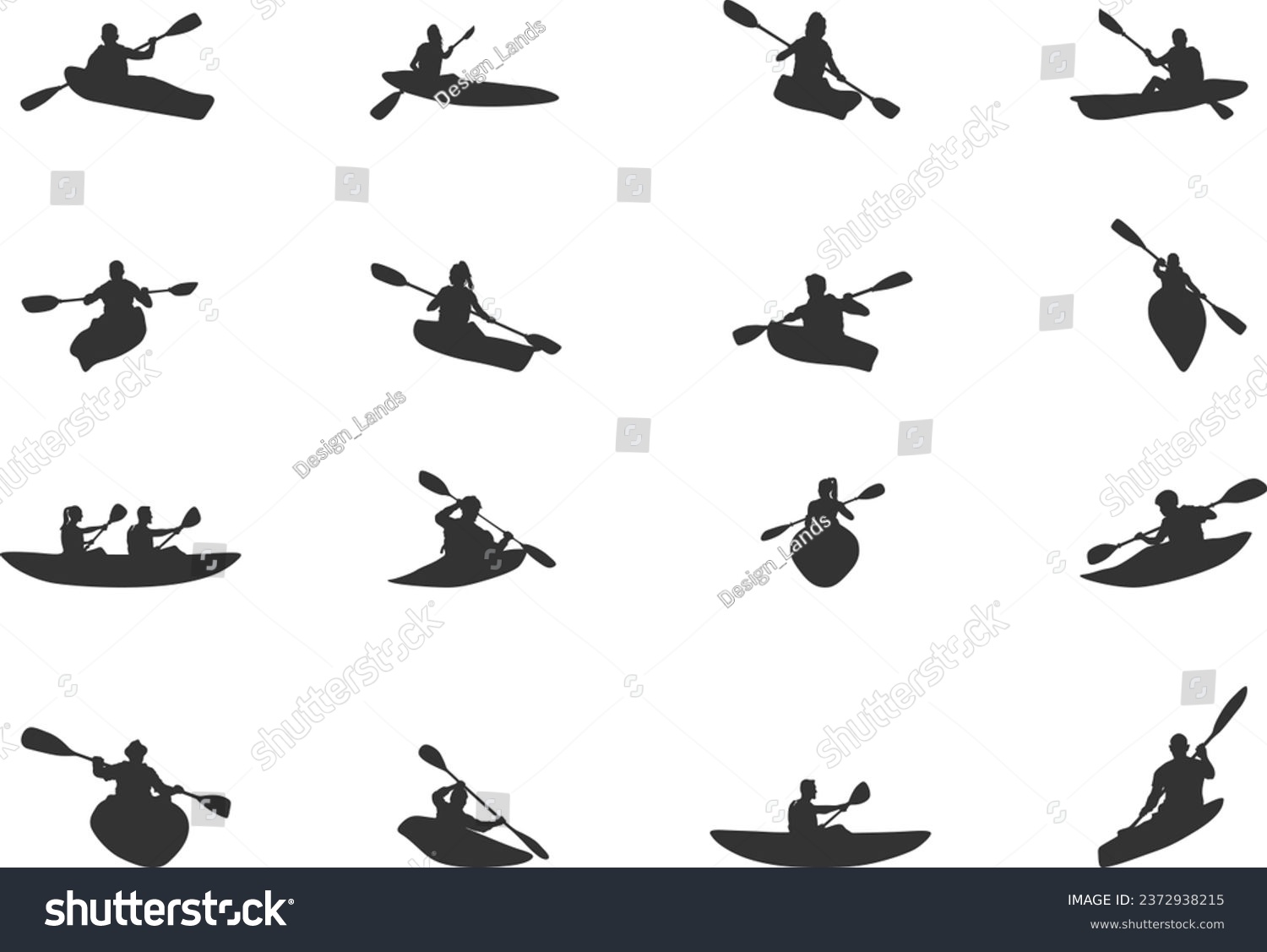SVG of Kayak silhouettes, Canoe silhouette, Woman kayaking silhouette, Kayaking silhouette, Kayak vector set svg