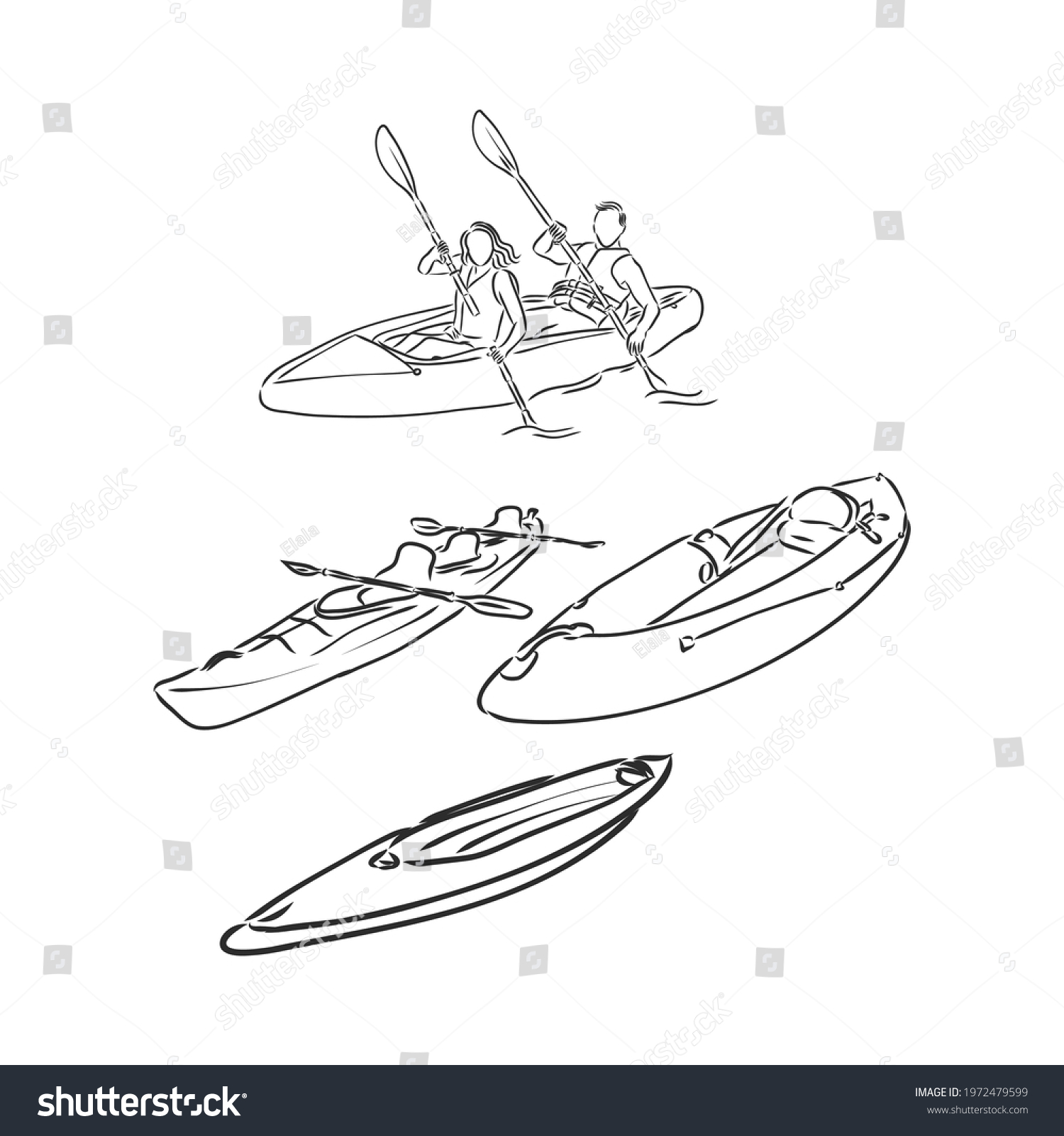 Kayak Paddle Hand Drawn Outline Doodle Stock Vector (Royalty Free ...