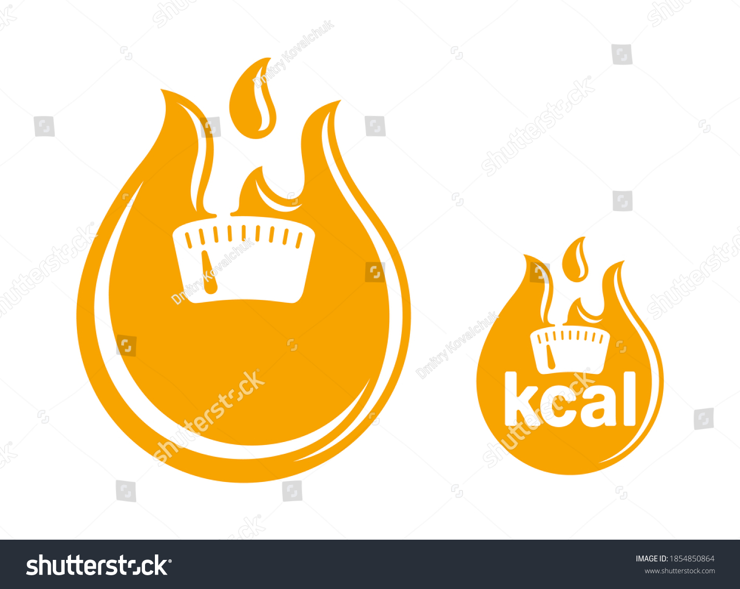 SVG of kcal flat icon (calories sign) combination of flame (fat burning) and weight scales - isolated vector emblem for healthy food, fitness or diet program packaging svg