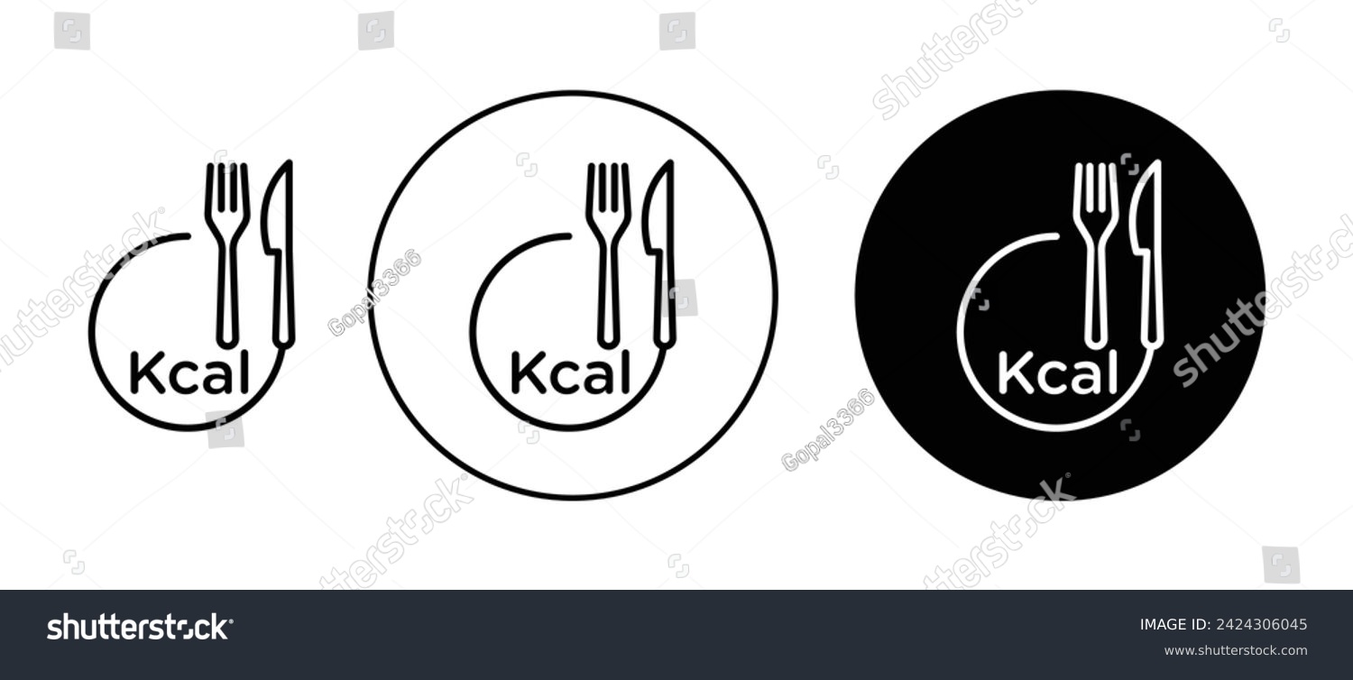 SVG of Kcal Icon Set. Calorie food burn vector symbol in a black filled and outlined style. Energy Count Sign. svg