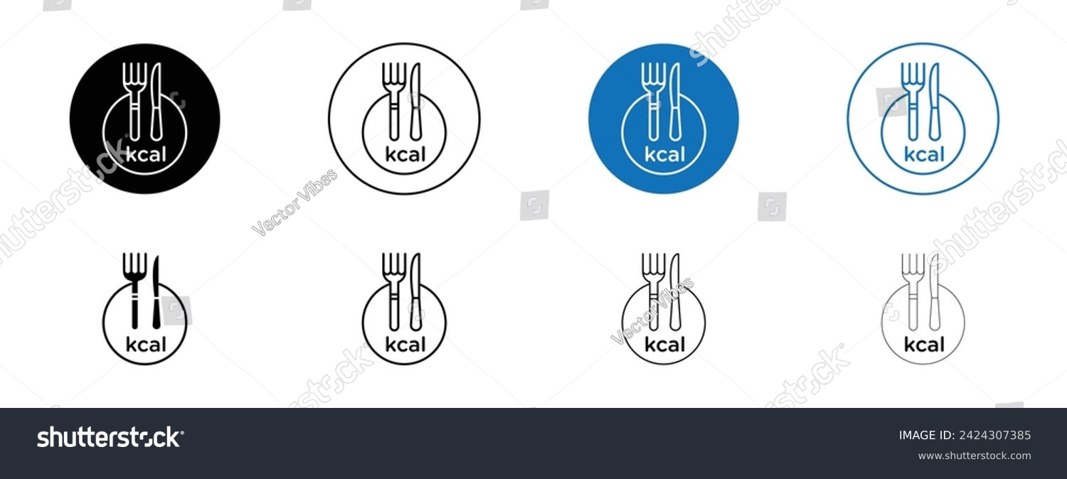 SVG of Kcal Line Icon Set. Calorie food burn symbol in black and blue color. svg