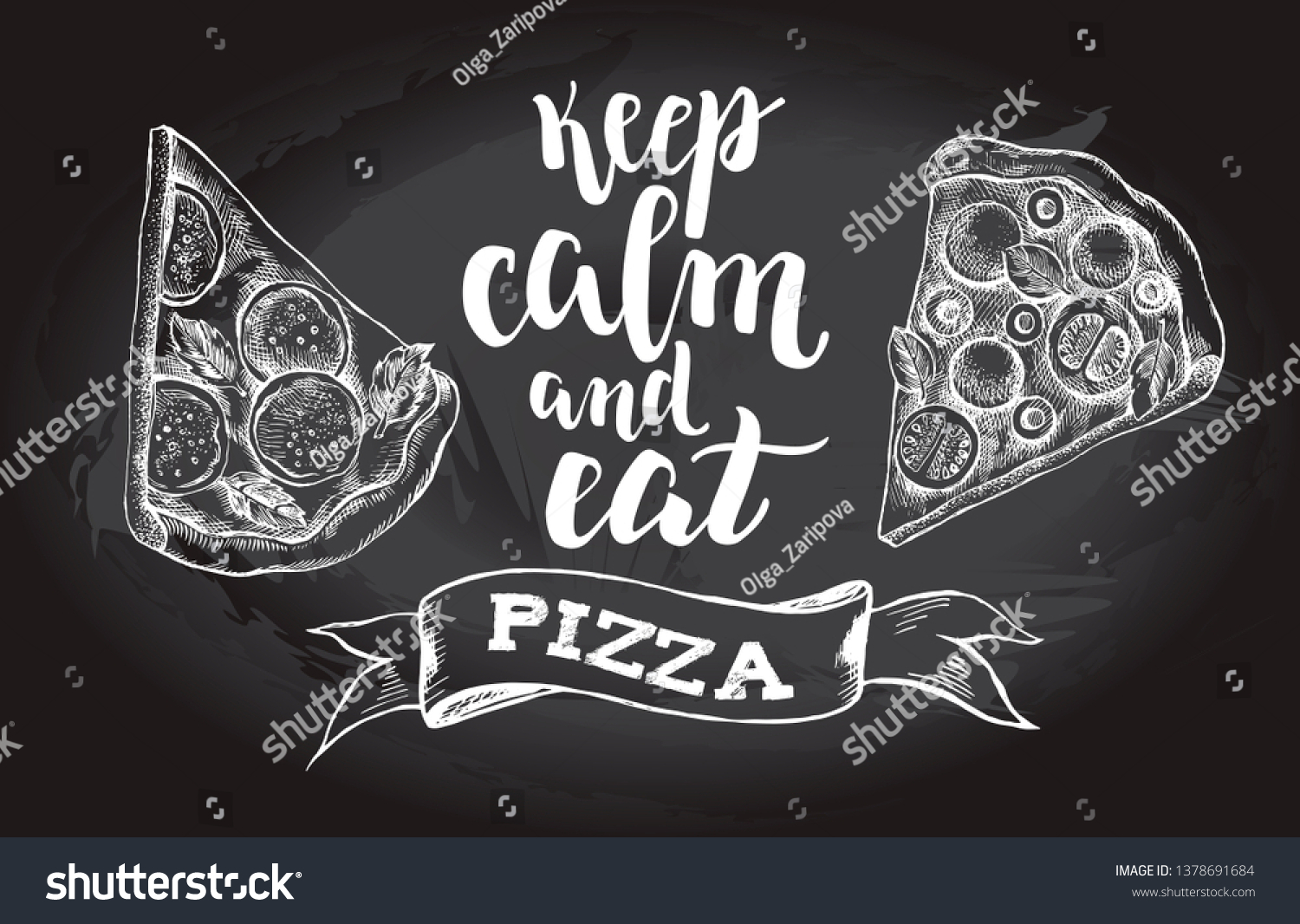 Keep Calm Eat Pizza Background Ink Stock Vector Royalty Free 1378691684 3464