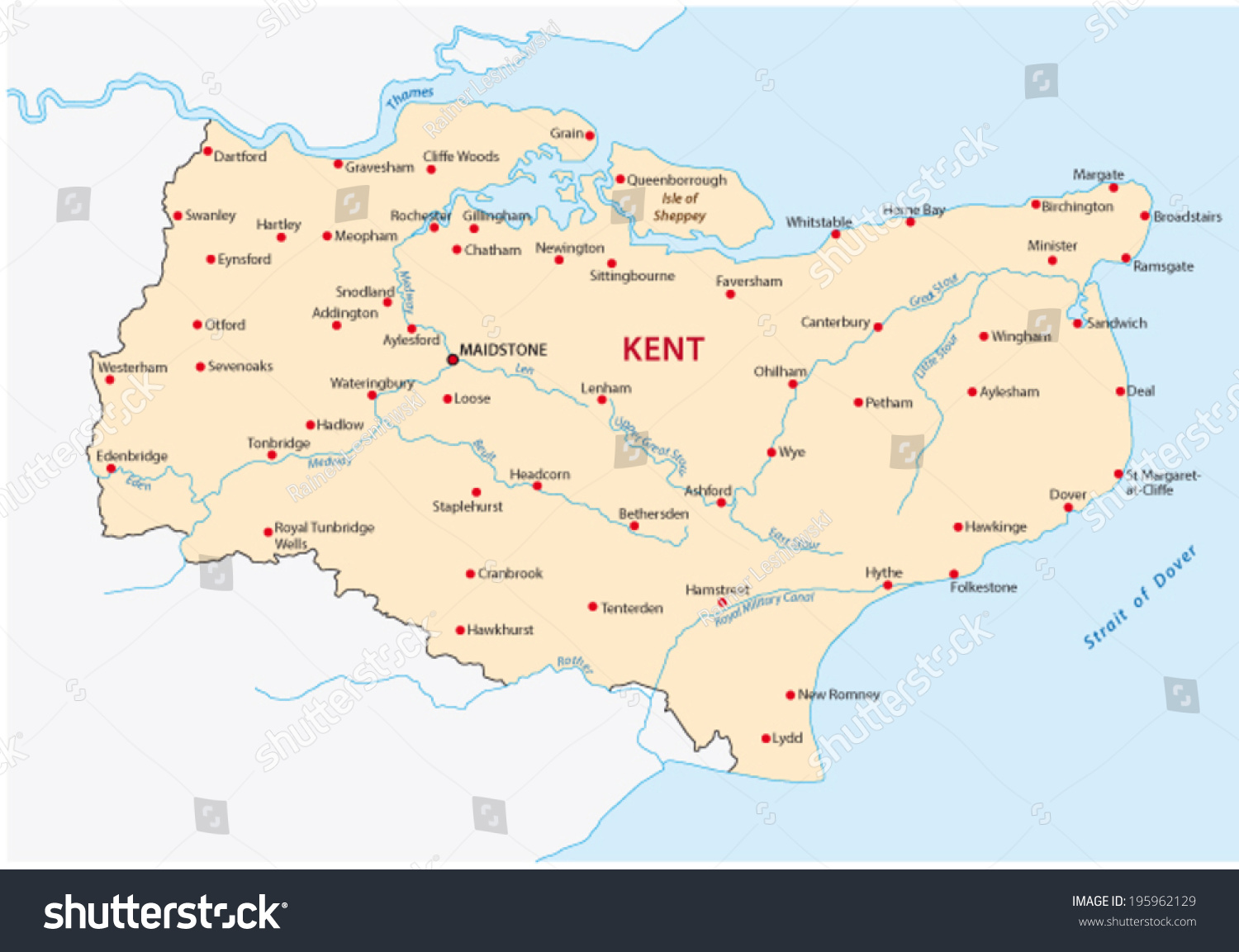 Stock Vector Kent Map 195962129 