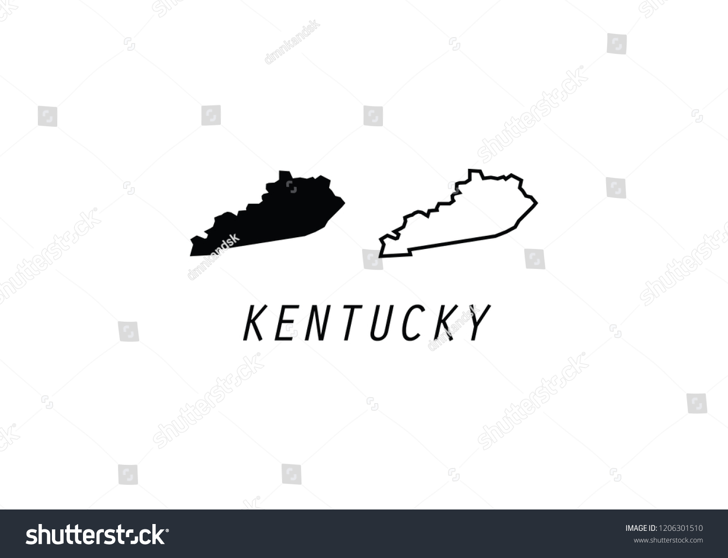 Kentucky Outline Map State Shape Usa Stock Vector (Royalty Free) 1206301510