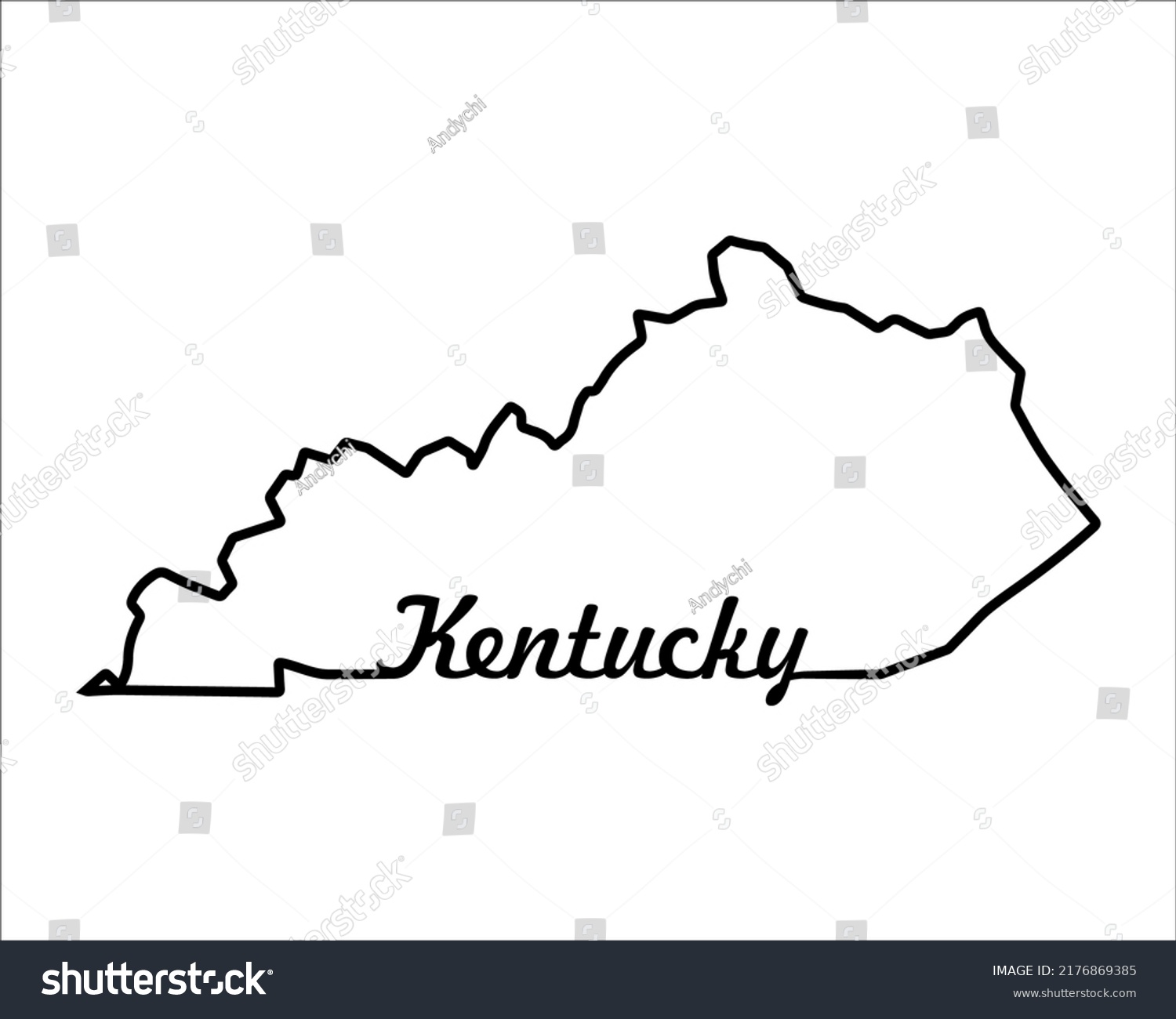 Kentucky State Map Us State Map Stock Vector (Royalty Free) 2176869385 ...