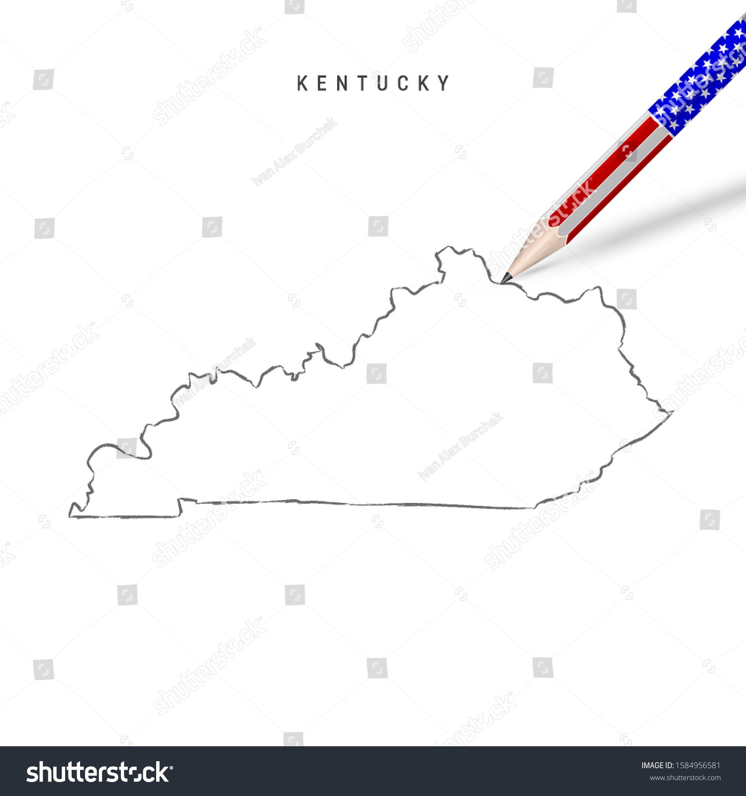 Kentucky Us State Vector Map Pencil Stock Vector Royalty Free