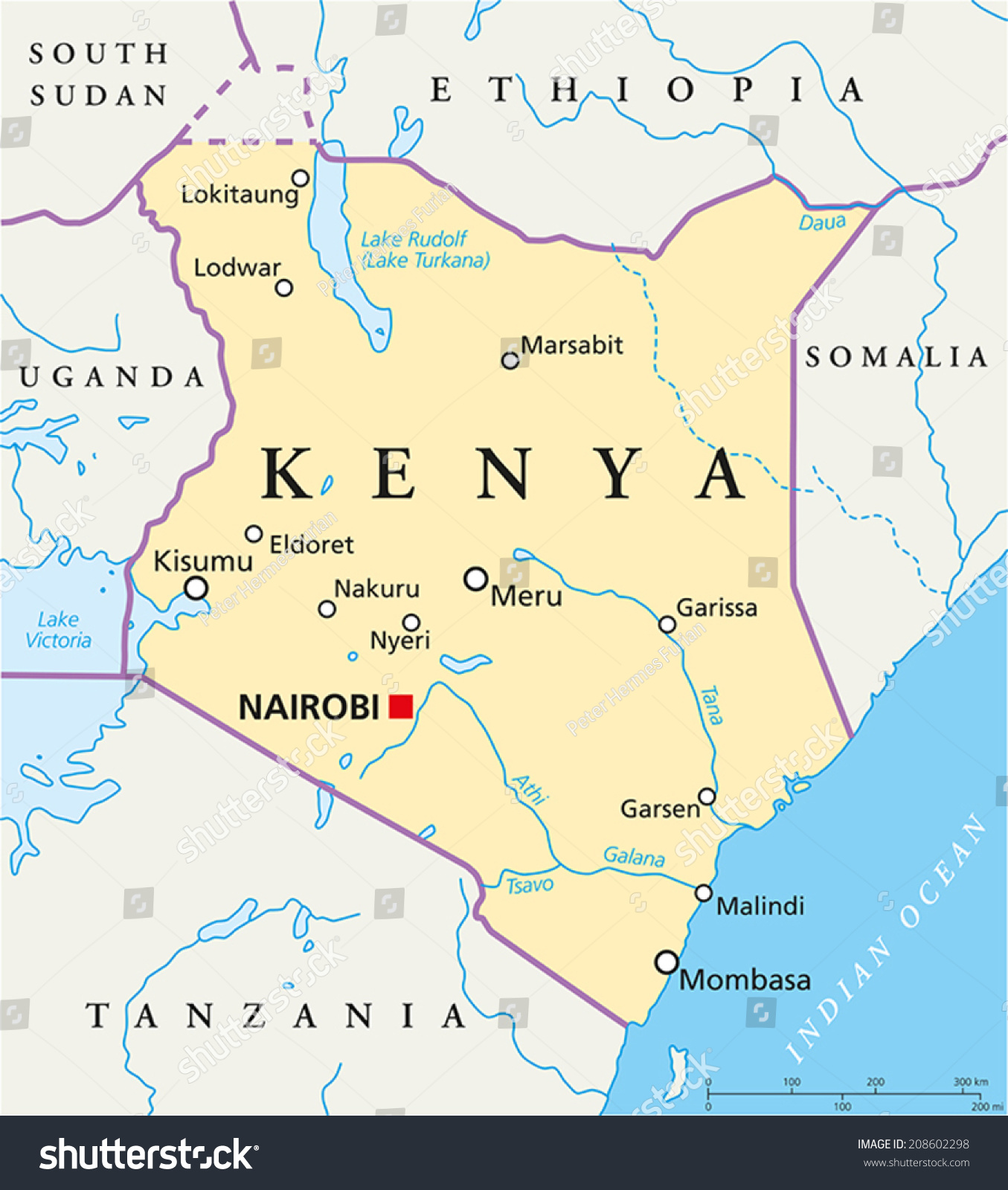 nairobi kenia karte Kenia Politische Karte Politische Karte Stock Vektorgrafik Lizenzfrei 208602298 nairobi kenia karte