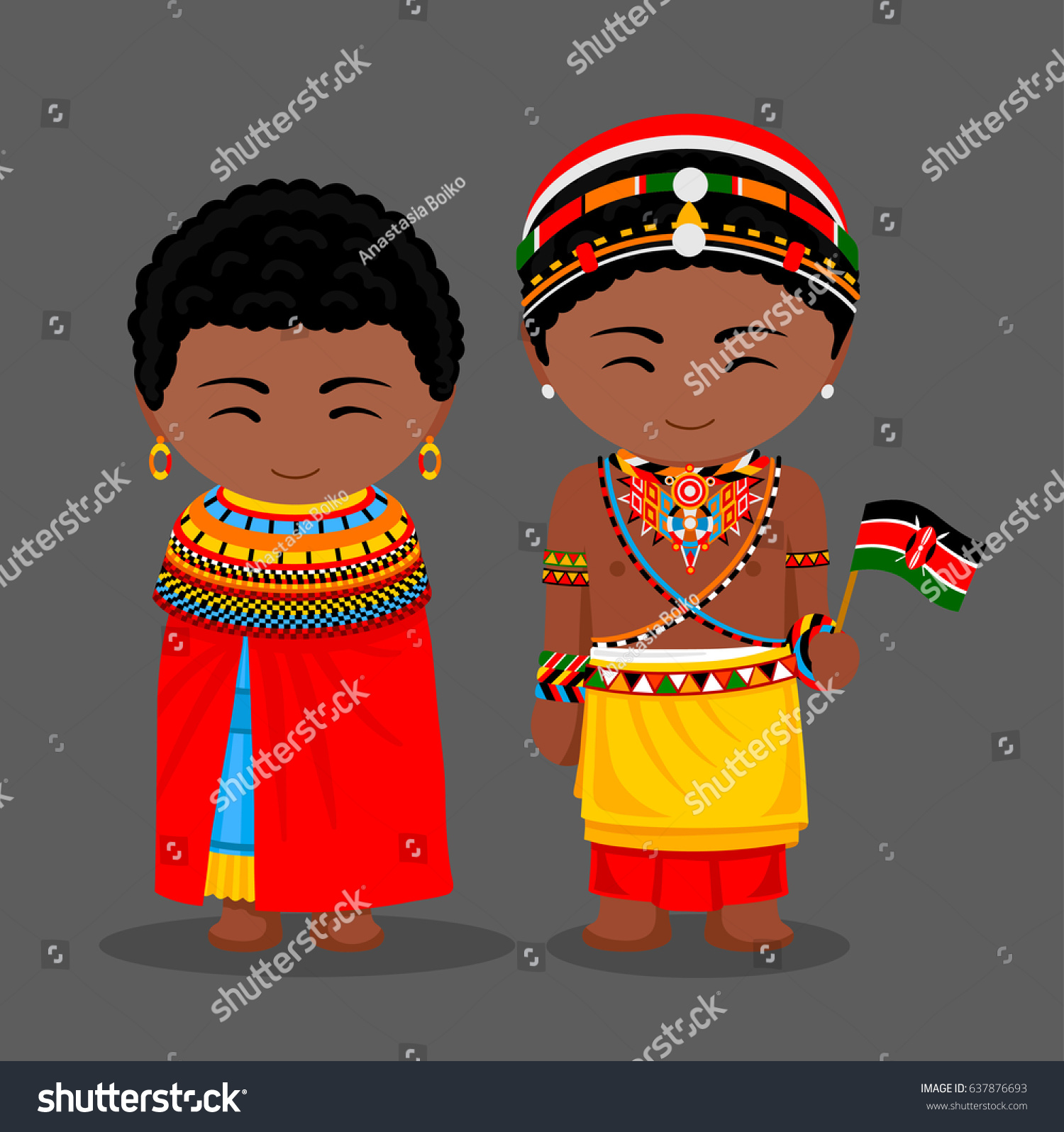 Kenyans National Clothes Flag Samburu Tribe Stock Vector 637876693 ...