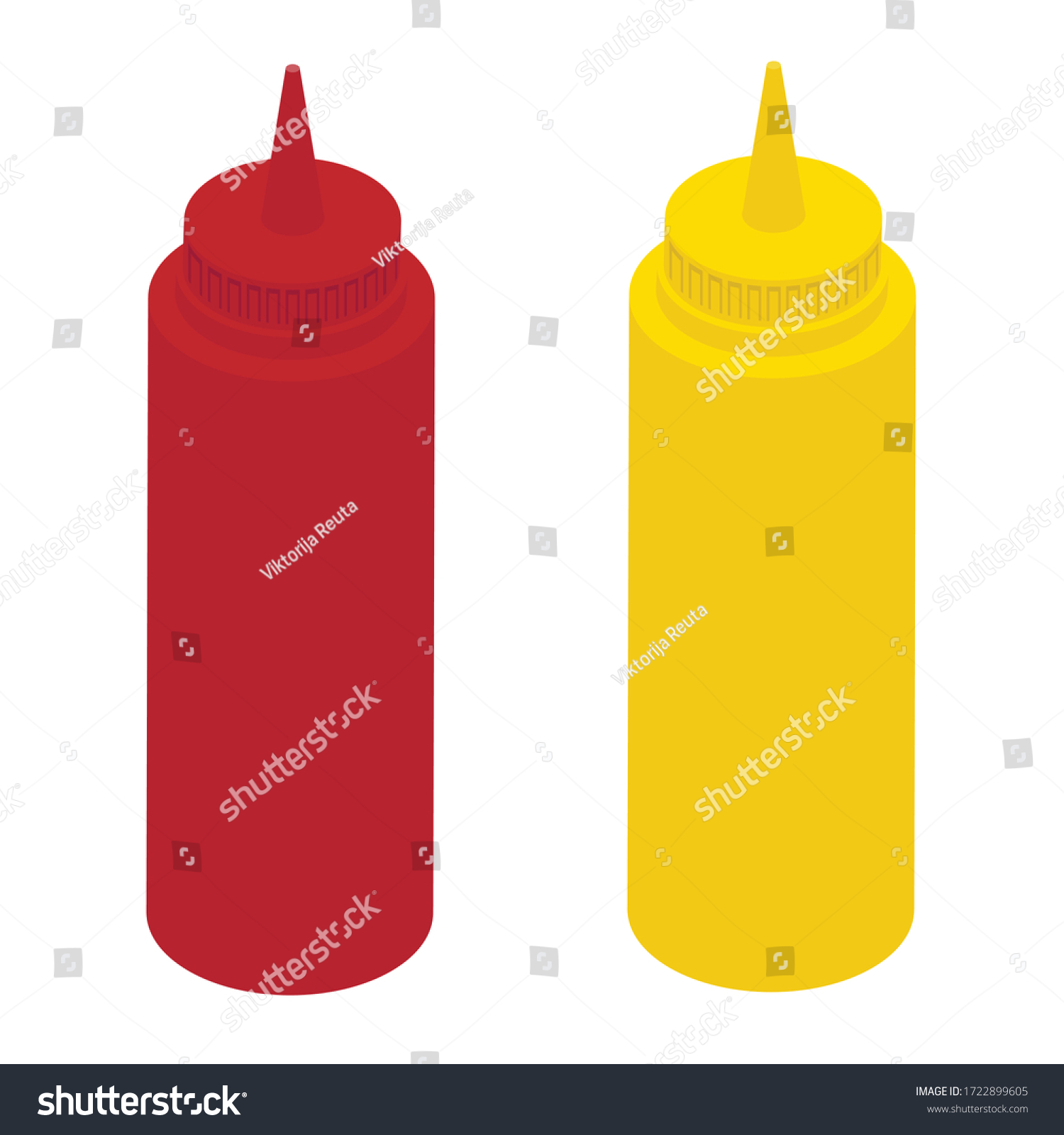 Ketchup Mustard Squeeze Bottle Isometric View Stock Vector (Royalty ...