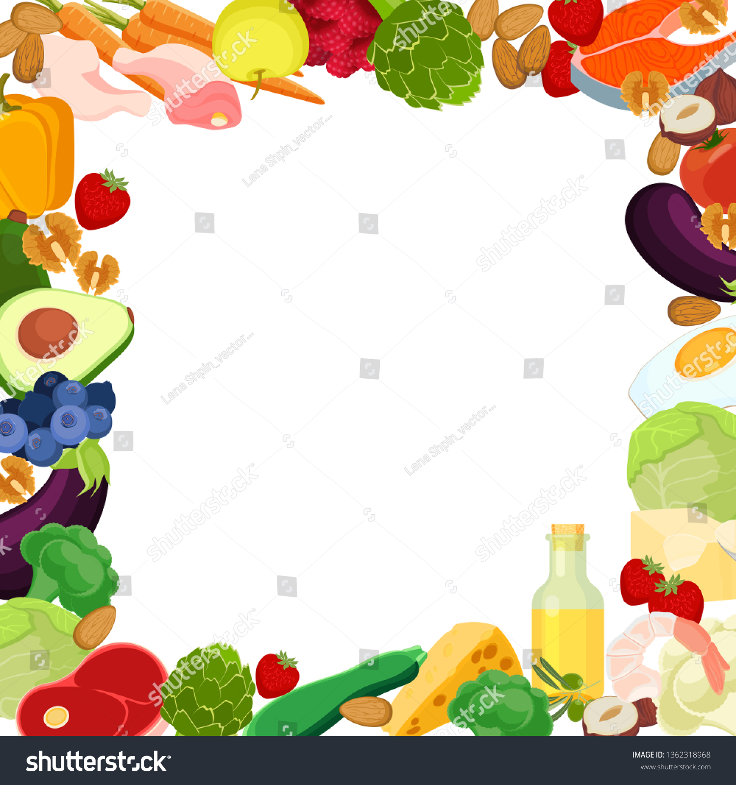 SVG of Ketogenic diet, low carbohydrate, high fat. The border of the products of the ketogenic diet on a white background. Vector svg