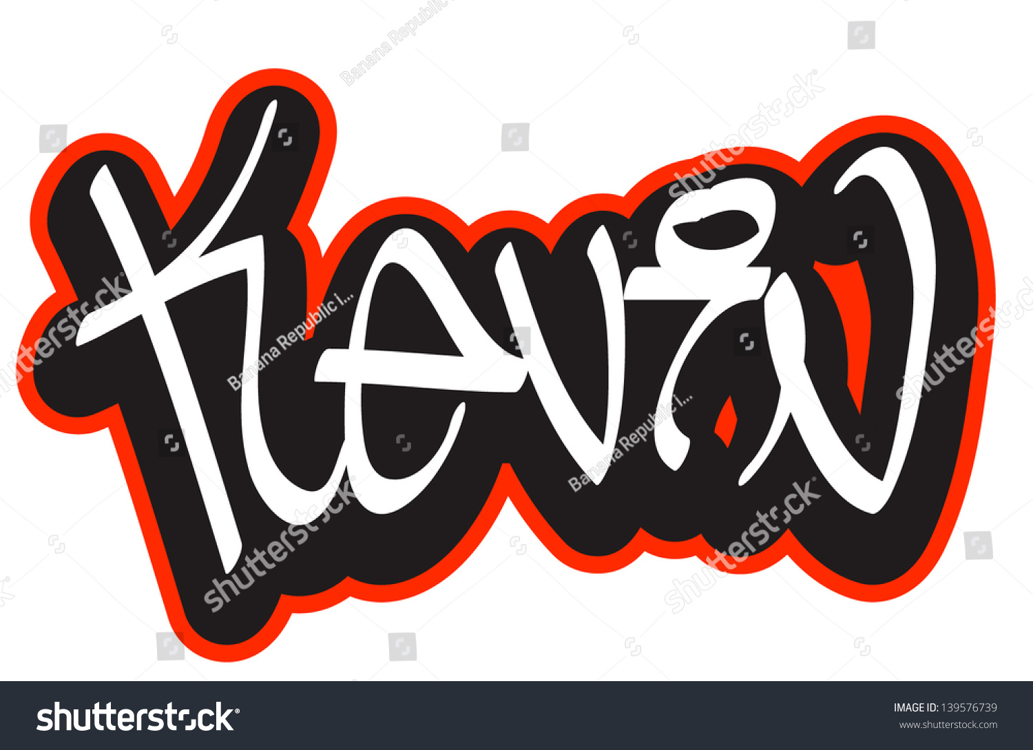 Kevin Graffiti Font Style Name Hiphop Stock Vector Royalty Free