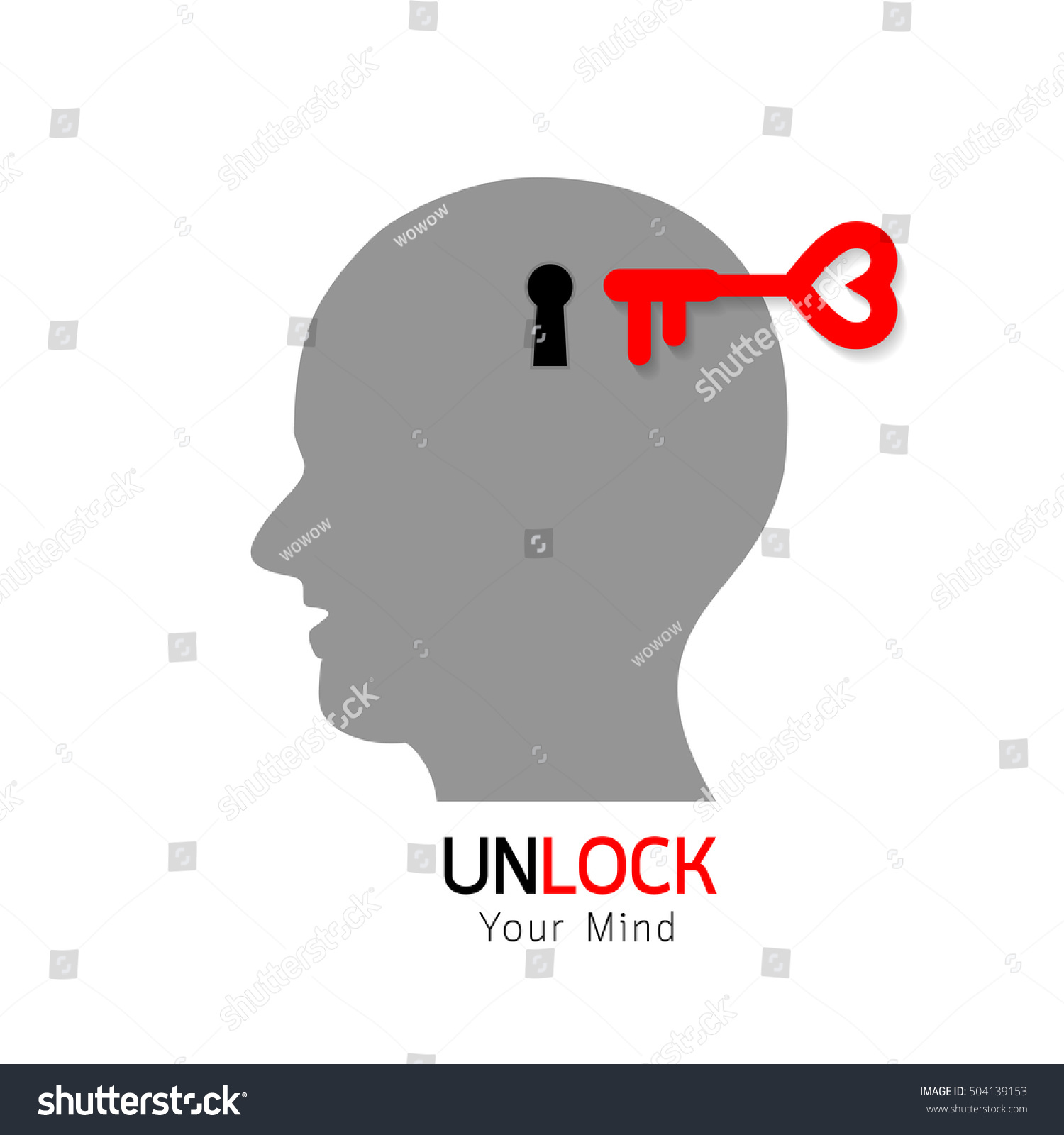 Key Keyhole On Head Unlock Concept Stock Vector Royalty Free