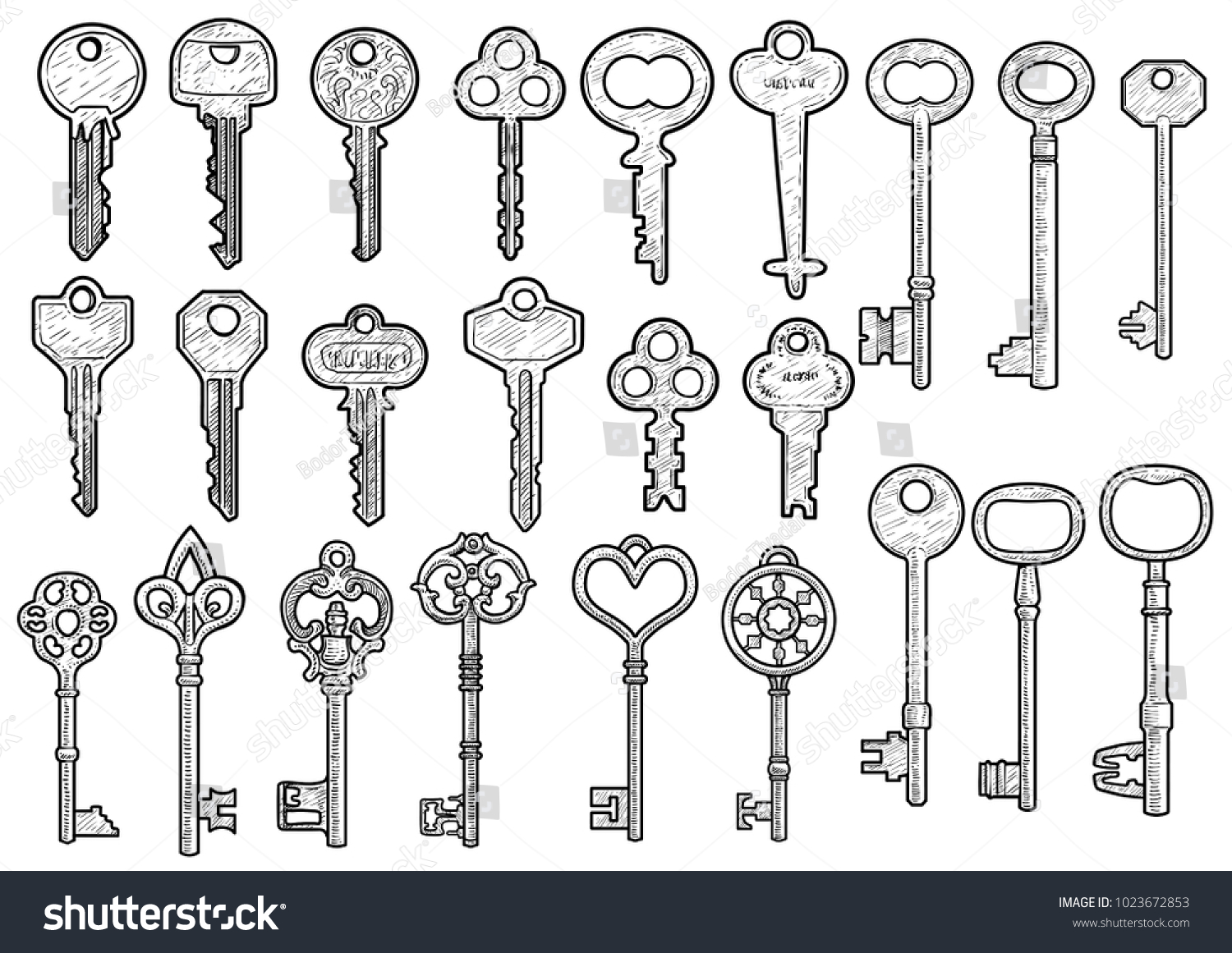 Key Illustration Drawing Engraving Ink Line Stock Vector (Royalty Free ...