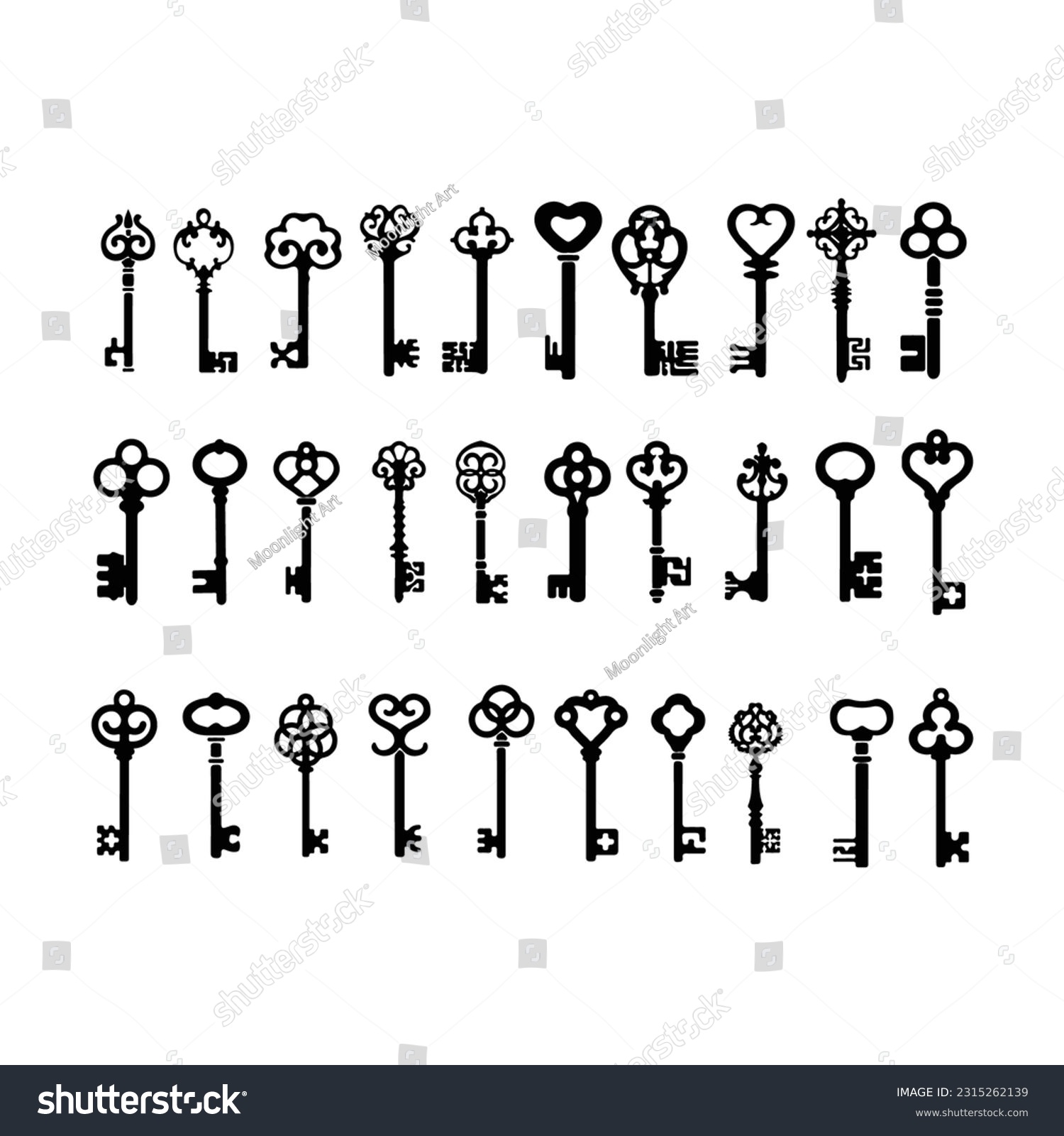 SVG of Key, Key Clipart, Keys Svg Bundle, Magic Key Svg, Vintage, Lock Svg, Lock Clipart, Vector, Cut File, Key Silhouette, Svg Files for Cricut svg