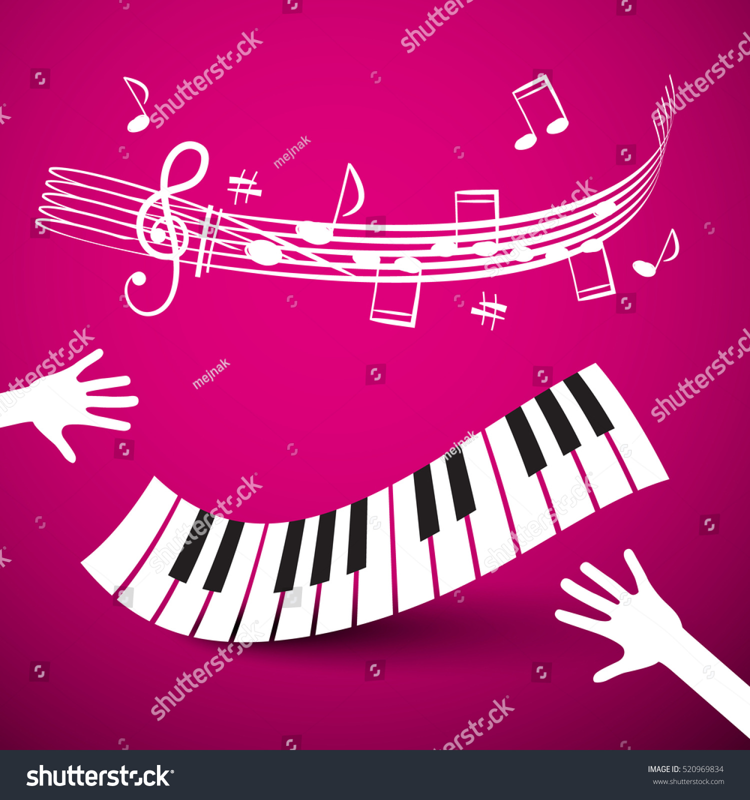 Keyboard Hands Staff Vector Abstract Pink Stock Vector 