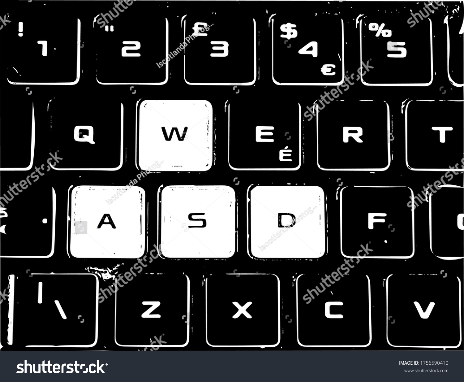 keyboard keys vector wasd key highlighted stock vector royalty free 1756590410