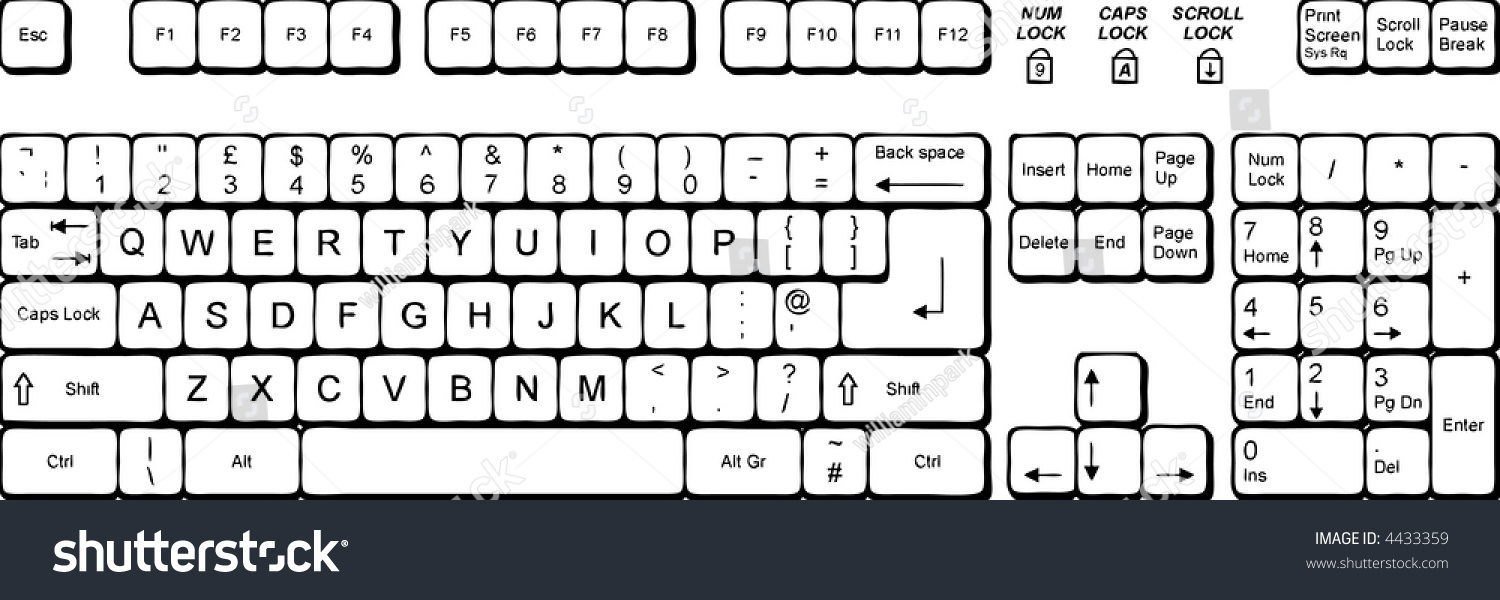 Keyboard (Outline) Stock Vector Illustration 4433359 : Shutterstock