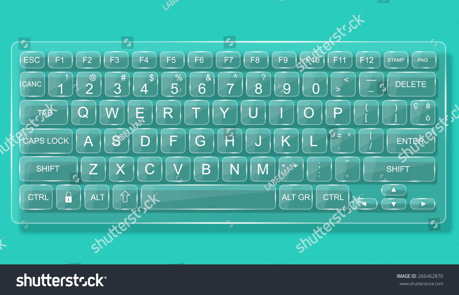 Keyboard Pc Mac Glass Whit Shadow Stock Vector Royalty Free 266462870