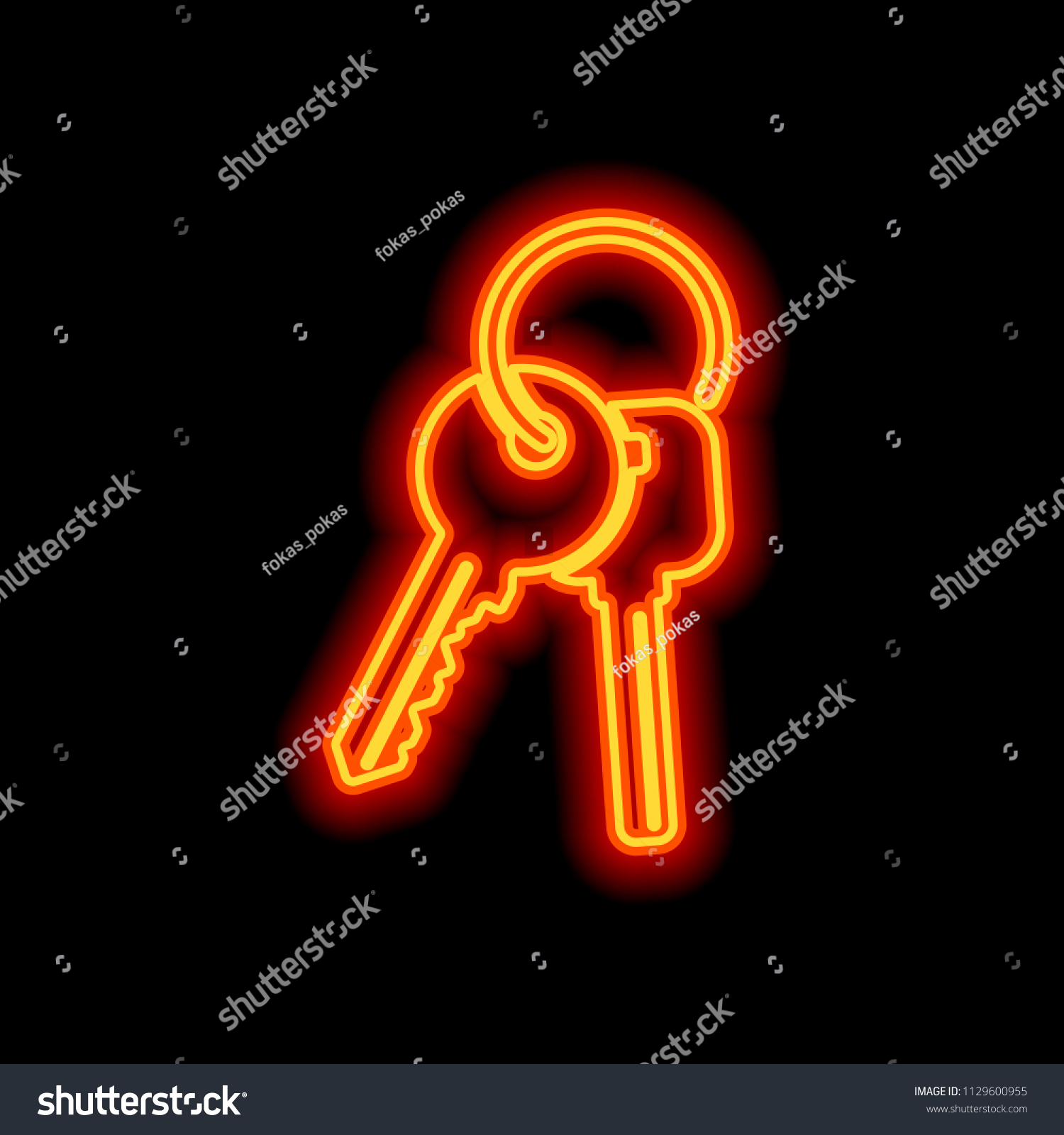 keys on ring icon orange neon stock vector royalty free 1129600955 shutterstock