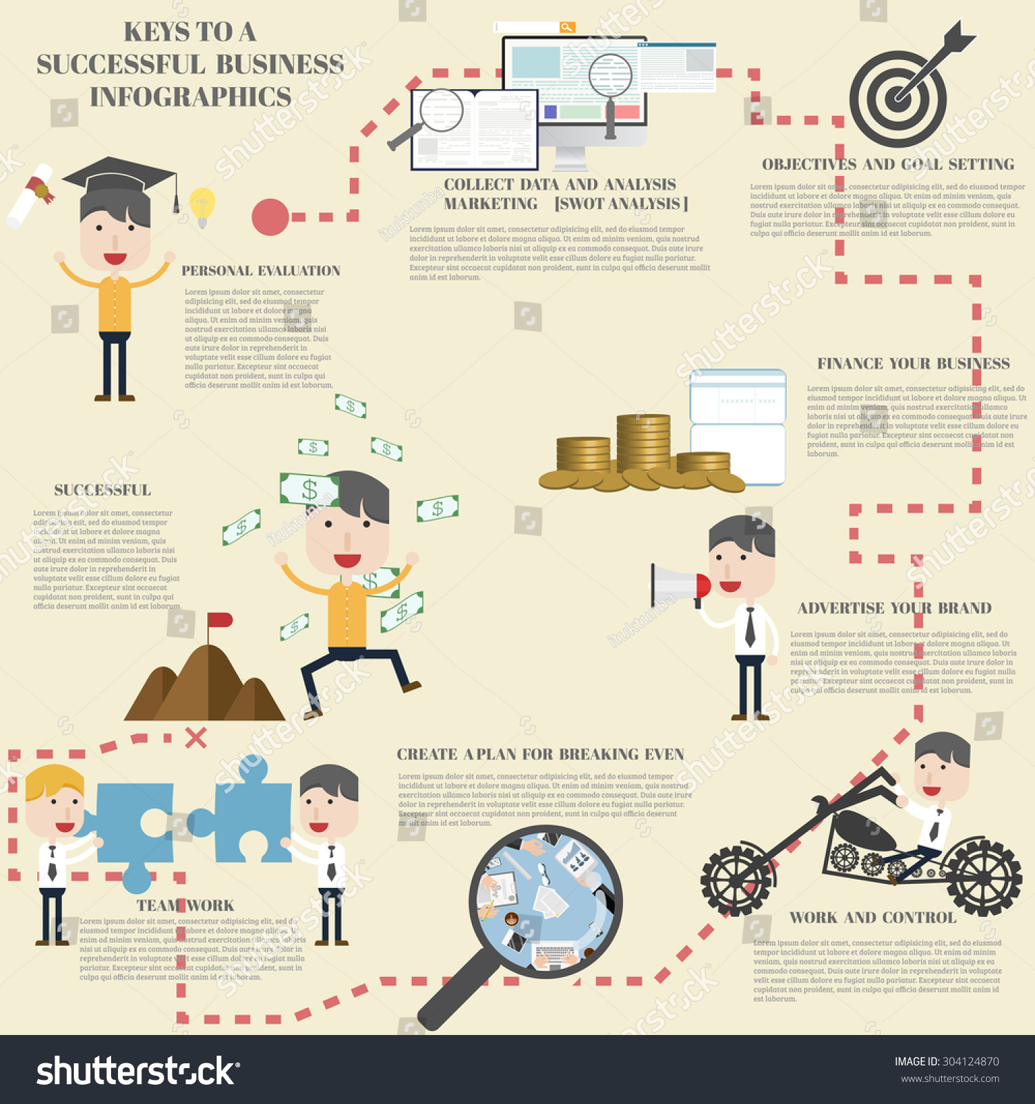 Keys To A Successful Business Infographics Stock Vector Illustration ...