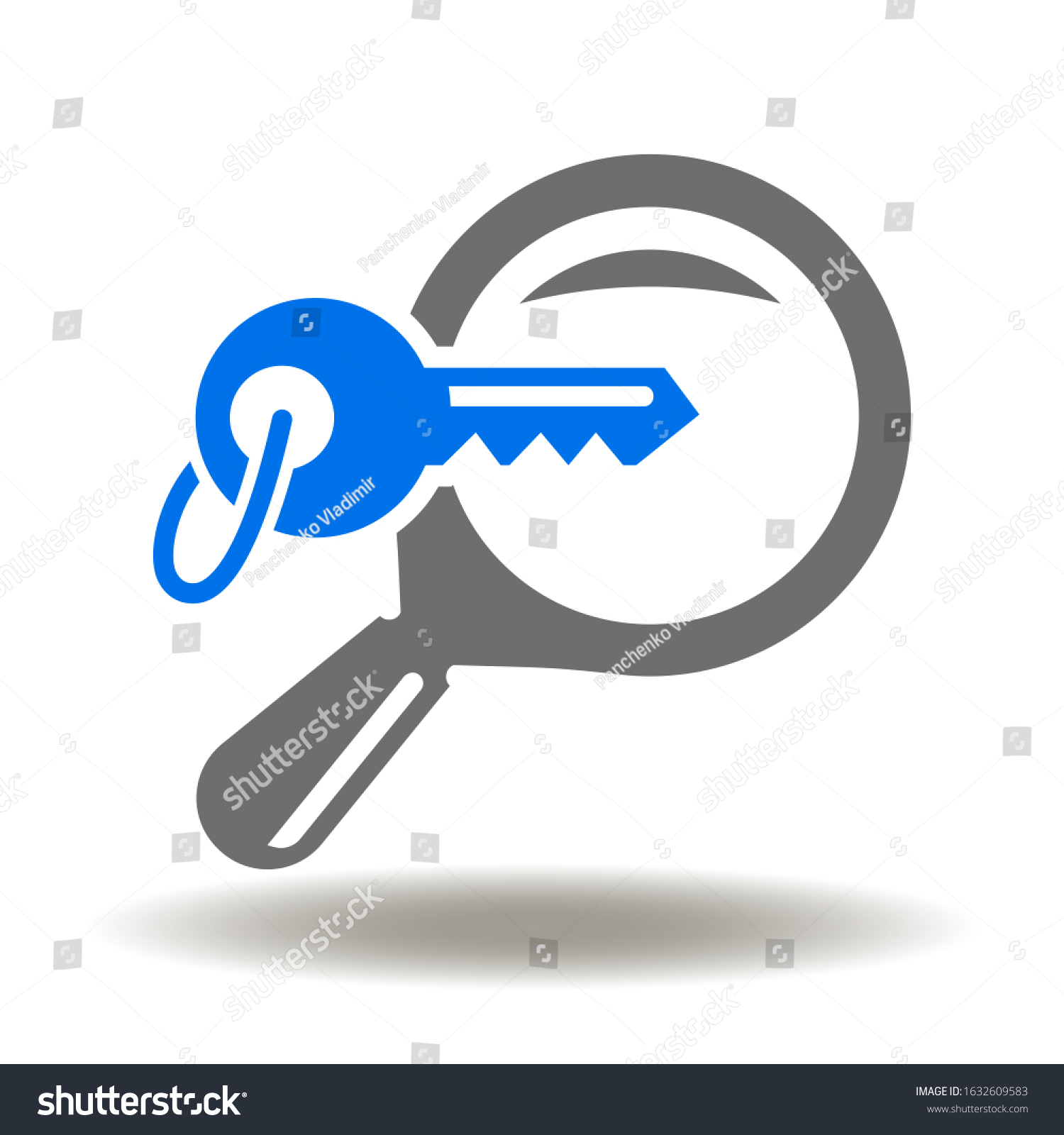 Keyword Logo Magnifying Glass Key Icon Stock Vector Royalty Free