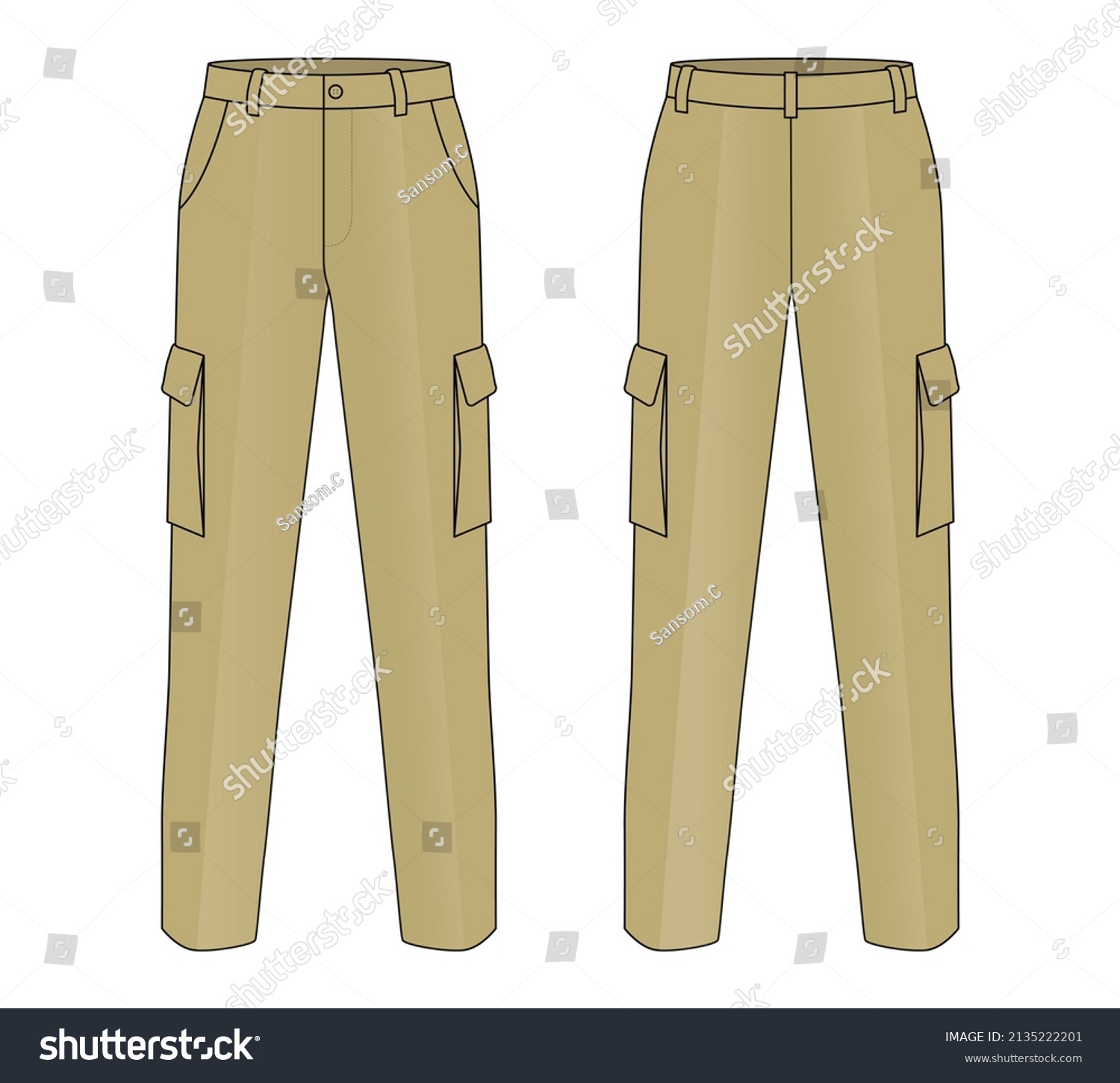Khaki Factory Uniform Pants Template On Stock Vector (Royalty Free ...
