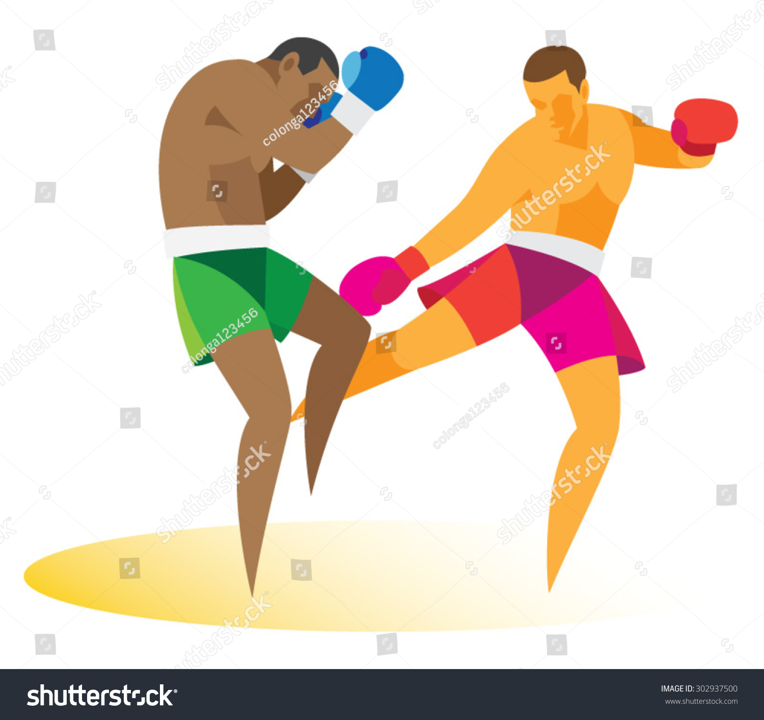 Kickboxing. Low Kick Stock Vector Illustration 302937500 : Shutterstock