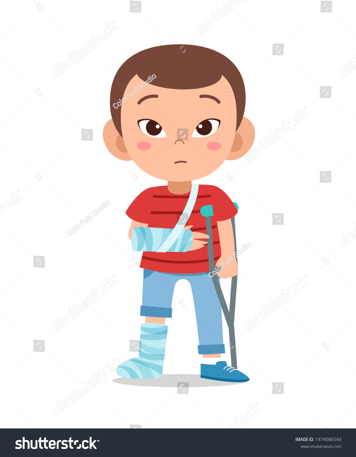 Kid Boy Fracture Leg Vector Stock Vector (Royalty Free) 1474586549