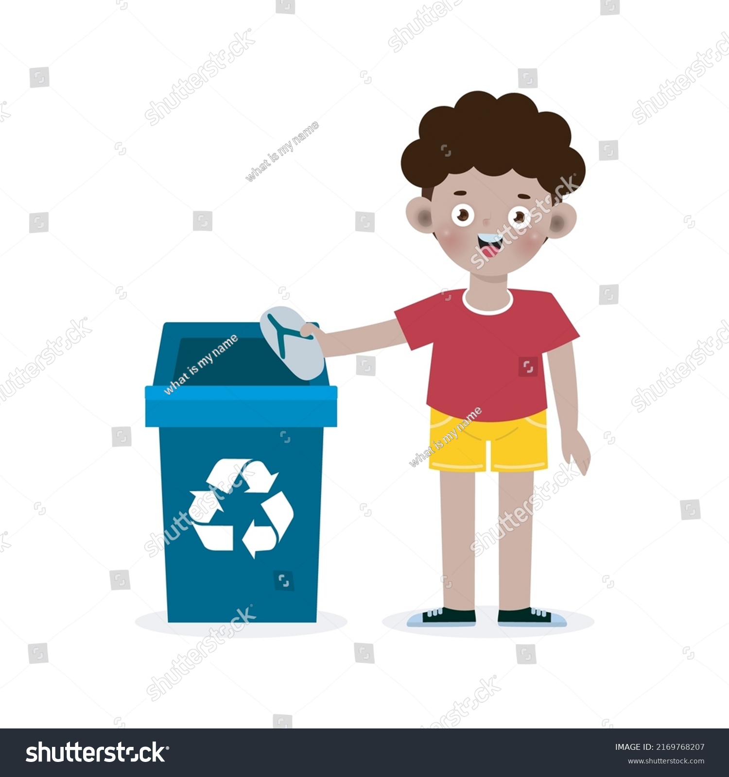 Kid Collect Rubbish Recycling Child Segregating Stock Vector (Royalty ...